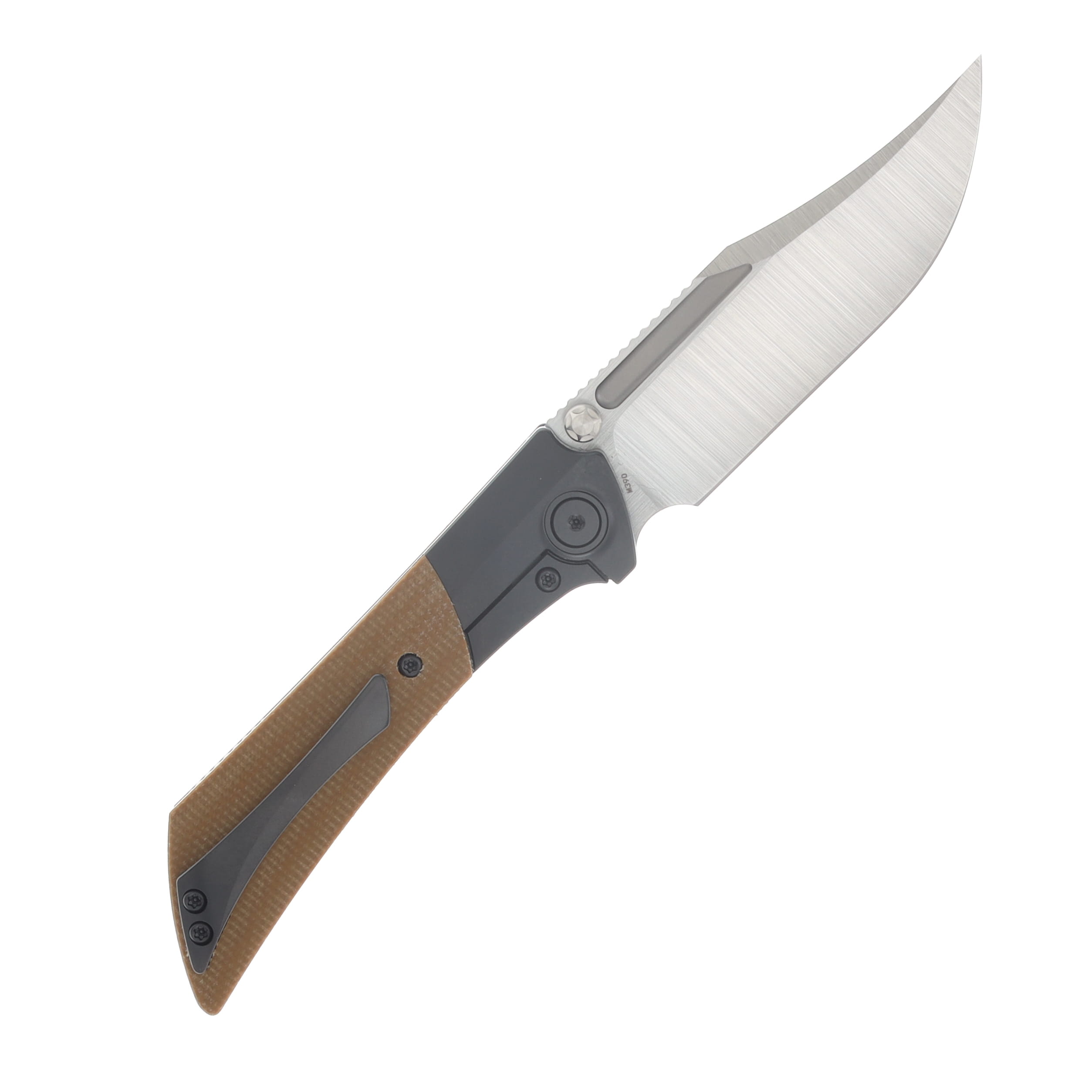 Gecko Customz Knifeworks Dune A3 Folder DLC /Tan Canvas Micarta - M390 Belt Satin DUNEA3 View 2