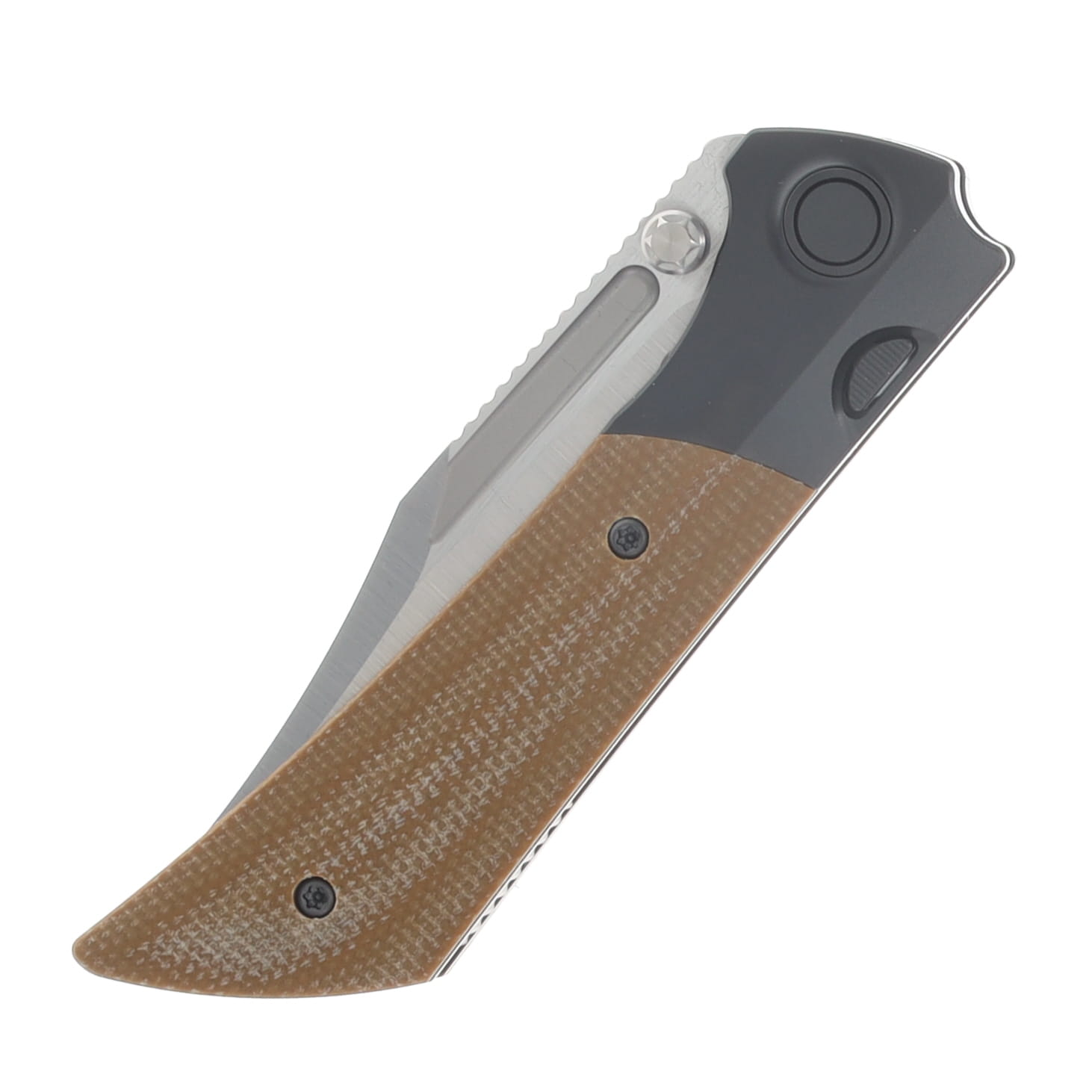 Gecko Customz Knifeworks Dune A3 Folder DLC /Tan Canvas Micarta - M390 Belt Satin DUNEA3 View 6