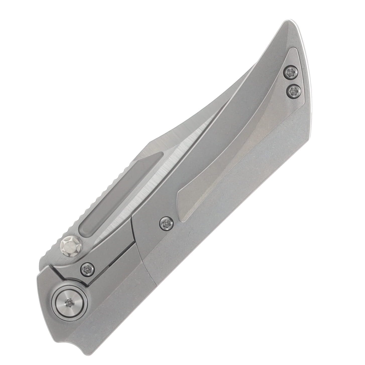 Gecko Customz Knifeworks Dune A4 Folder Stonewash Titanium - M390 Belt Satin DUNEA4 View 5