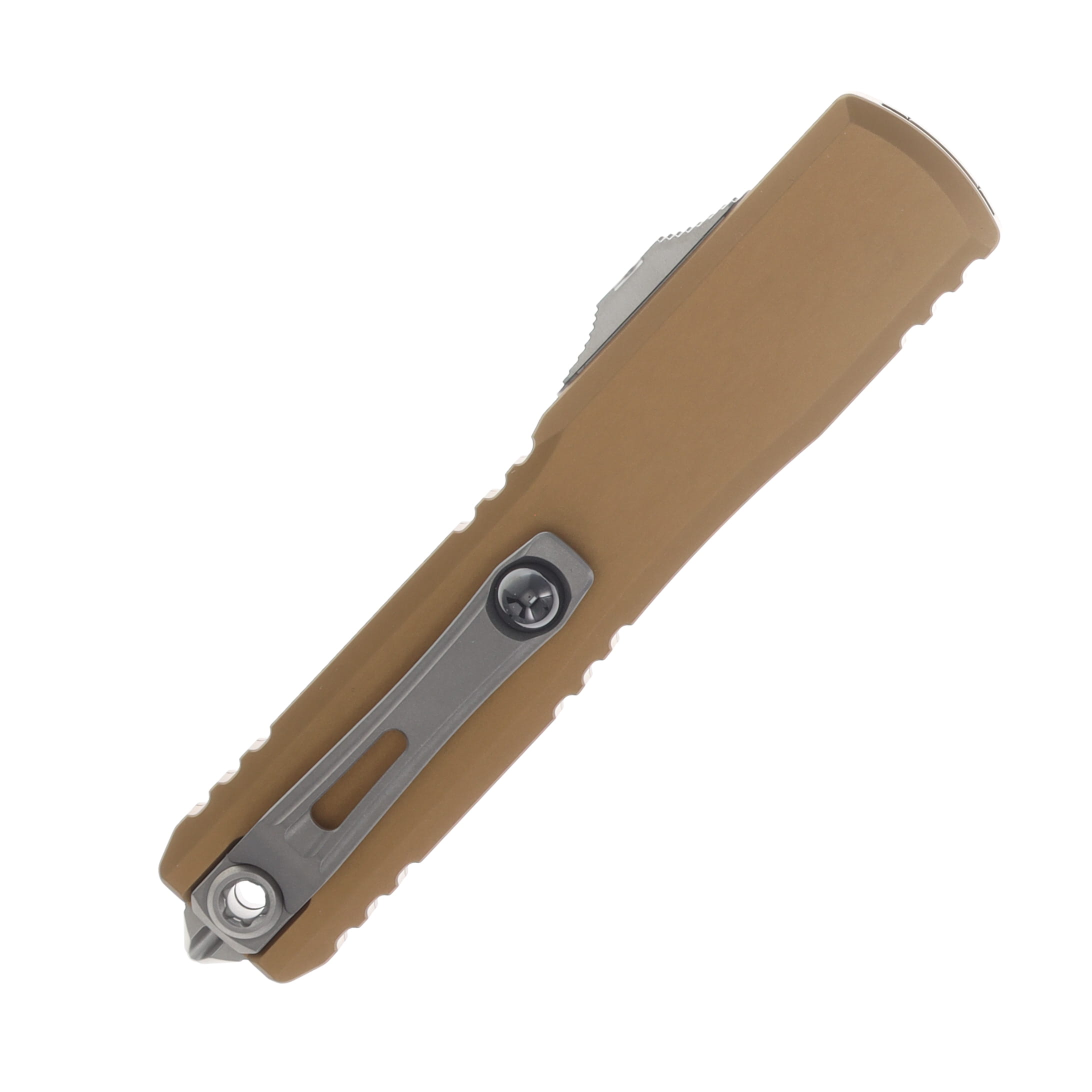 Microtech Ultratech Gen IV OTF Automatic Knife Stonewash Partially Serrated S/E Tan AUMT1121411TA View 4