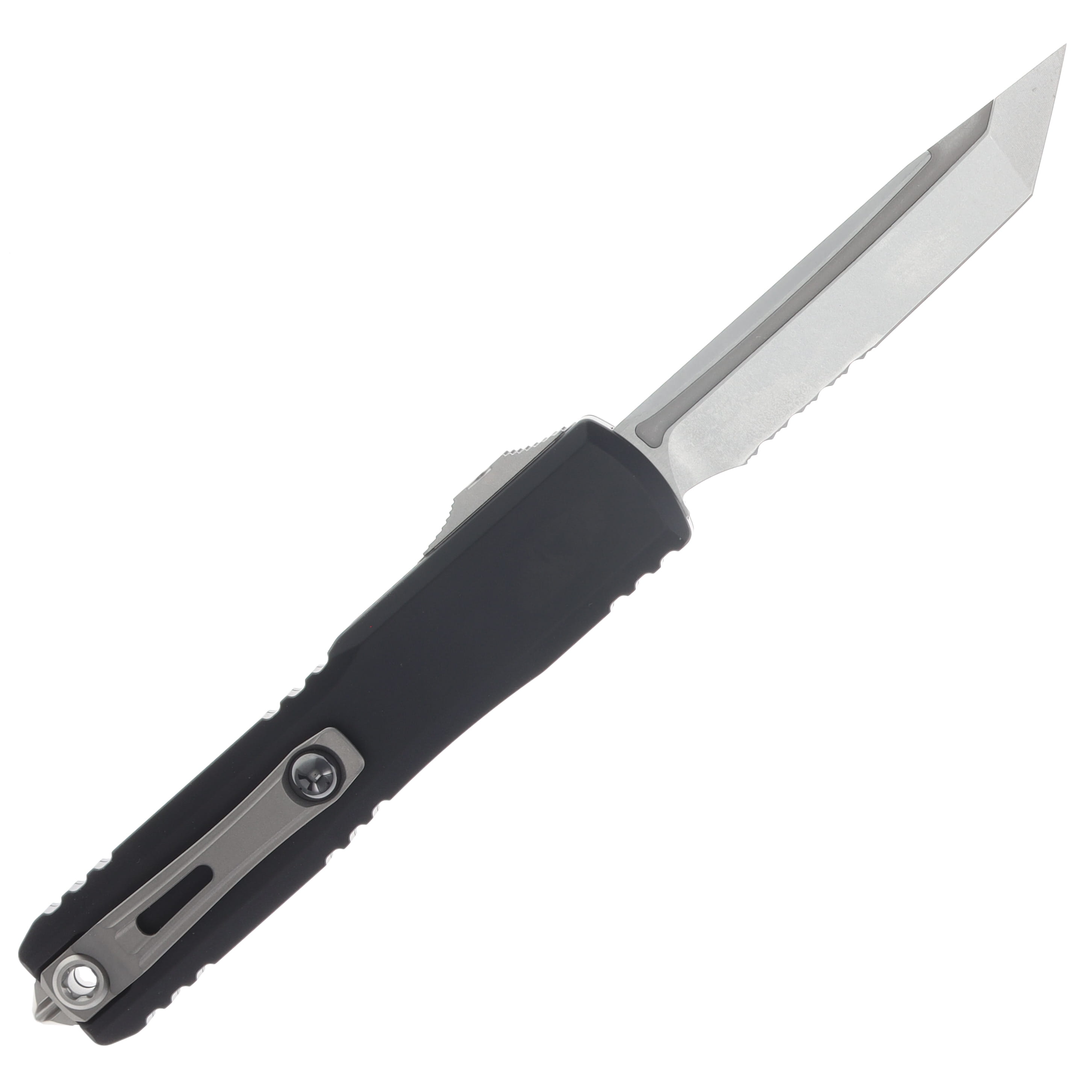 Microtech Ultratech Gen IV OTF Automatic Knife Partially Serrated Stonewash T/E Black AUMT1123411 View 2