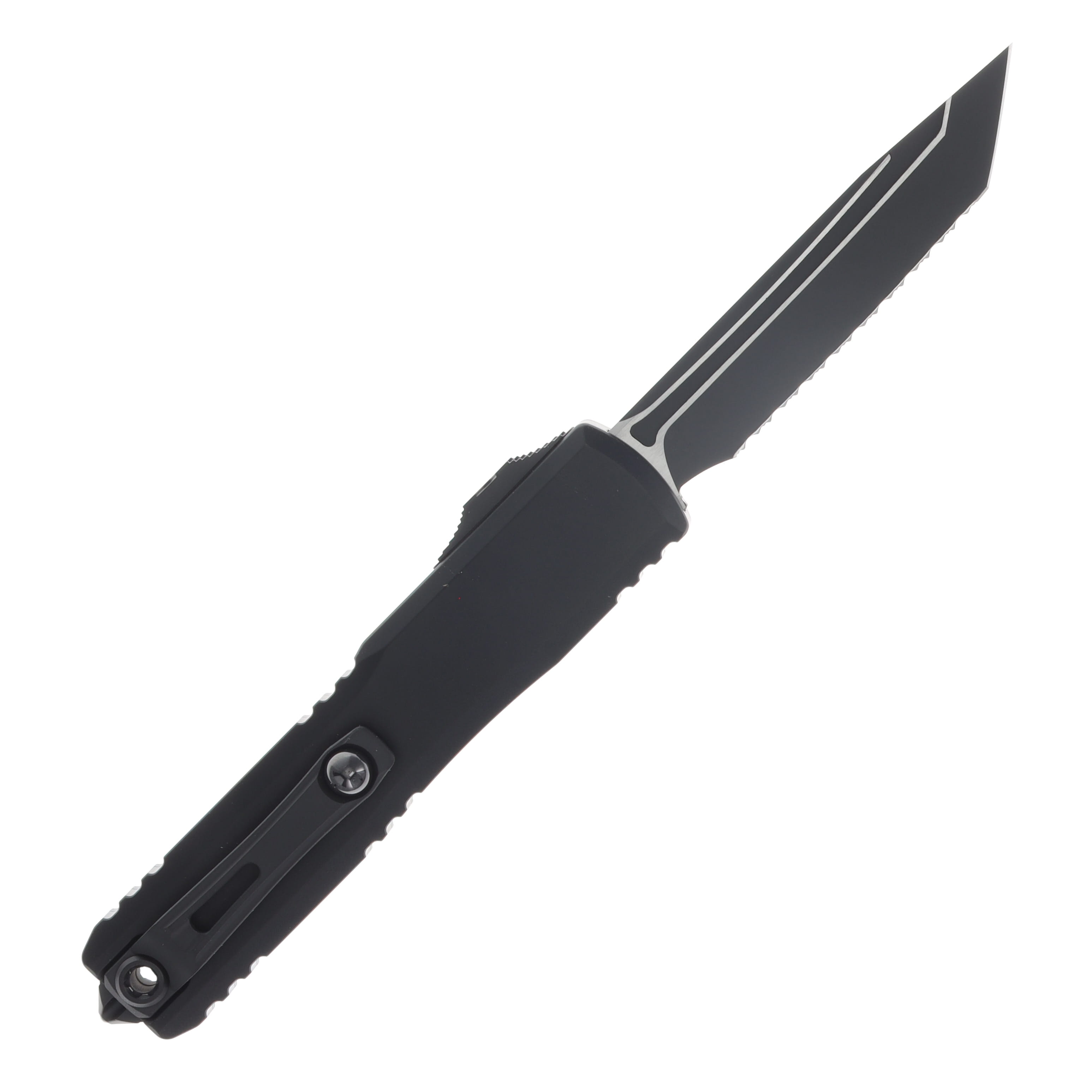 Microtech Ultratech Gen IV OTF Automatic Knife Serrated Blackout T/E AUMT112343T View 2