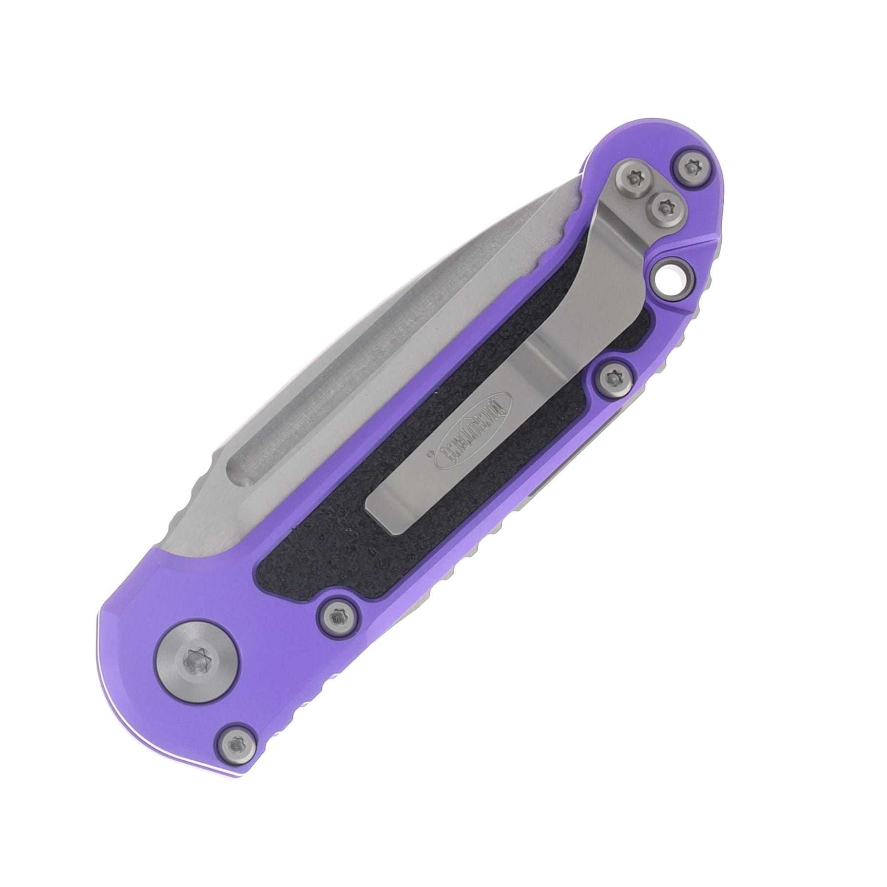 Microtech LUDT Gen III Automatic Knife Stonewash Partially Serrated S/E Purple AUMT113511PU View 4
