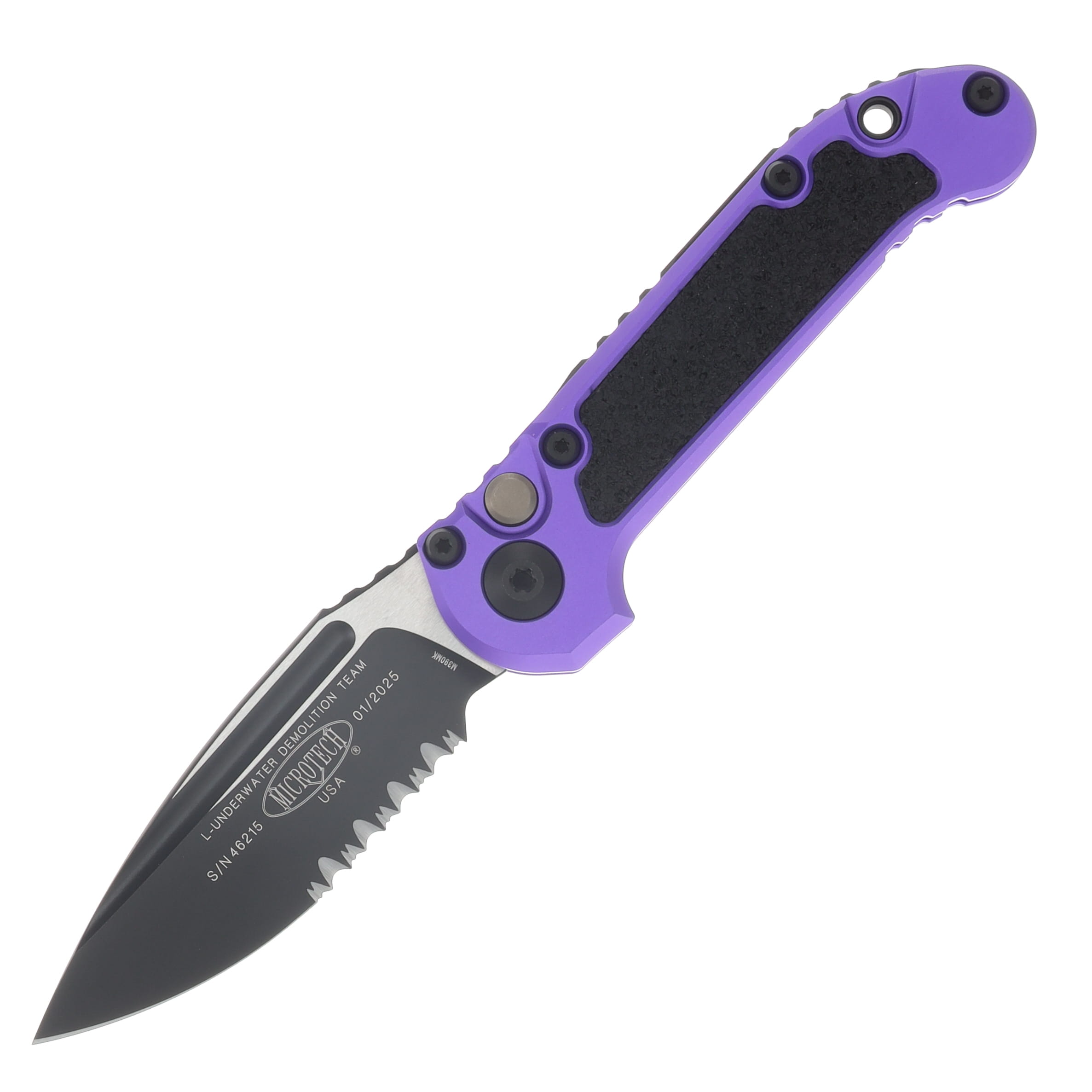 Microtech LUDT Gen III Automatic Knife Black Partially Serrated S/E Purple AUMT11352PU View 1