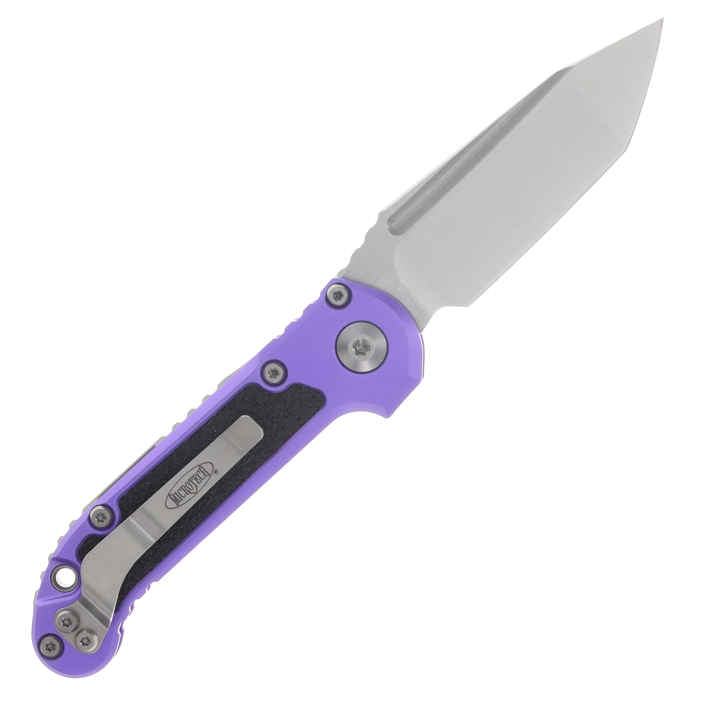 Microtech LUDT Gen III Automatic Knife Stonewash T/E Purple AUMT113610PU View 2