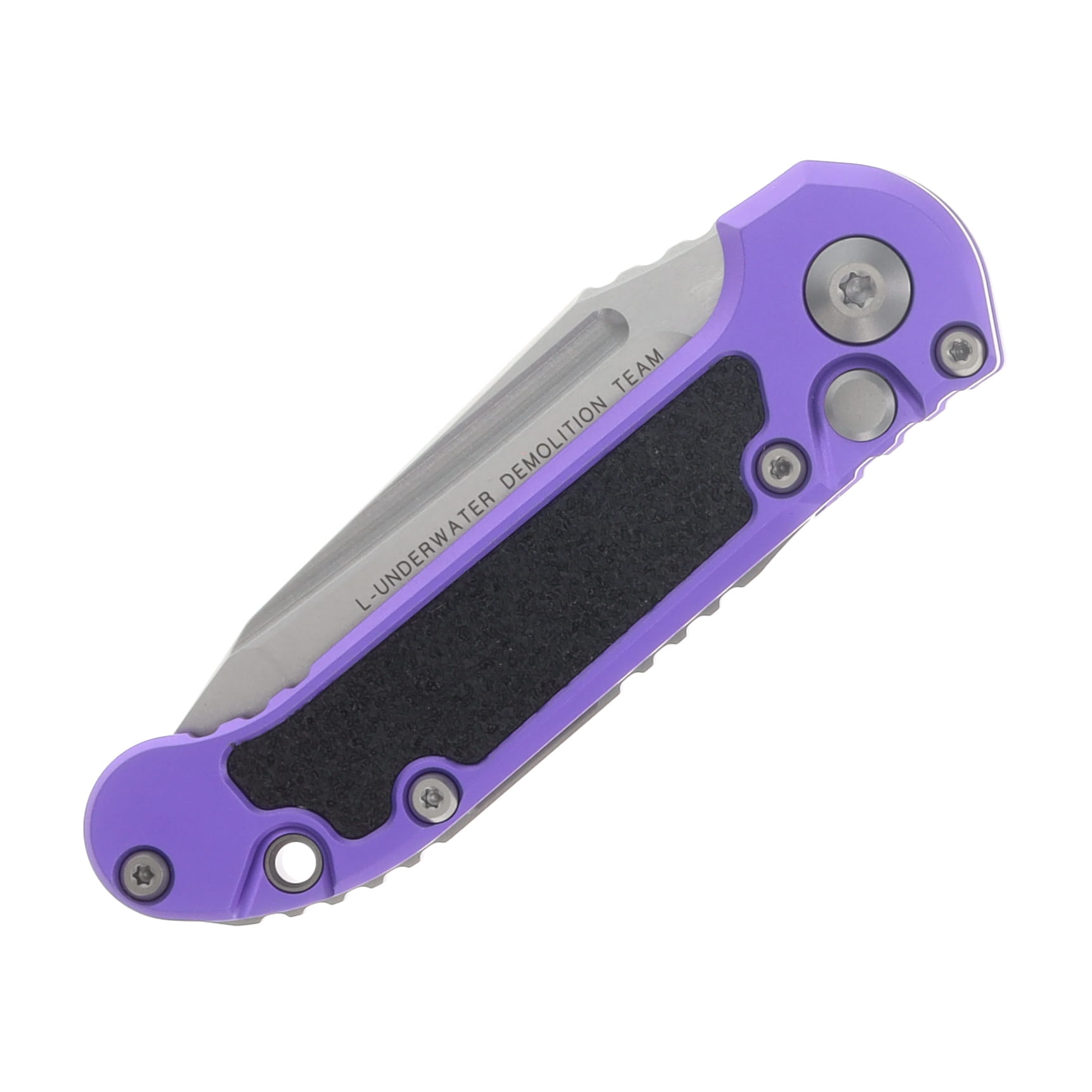 Microtech LUDT Gen III Automatic Knife Stonewash T/E Purple AUMT113610PU View 3