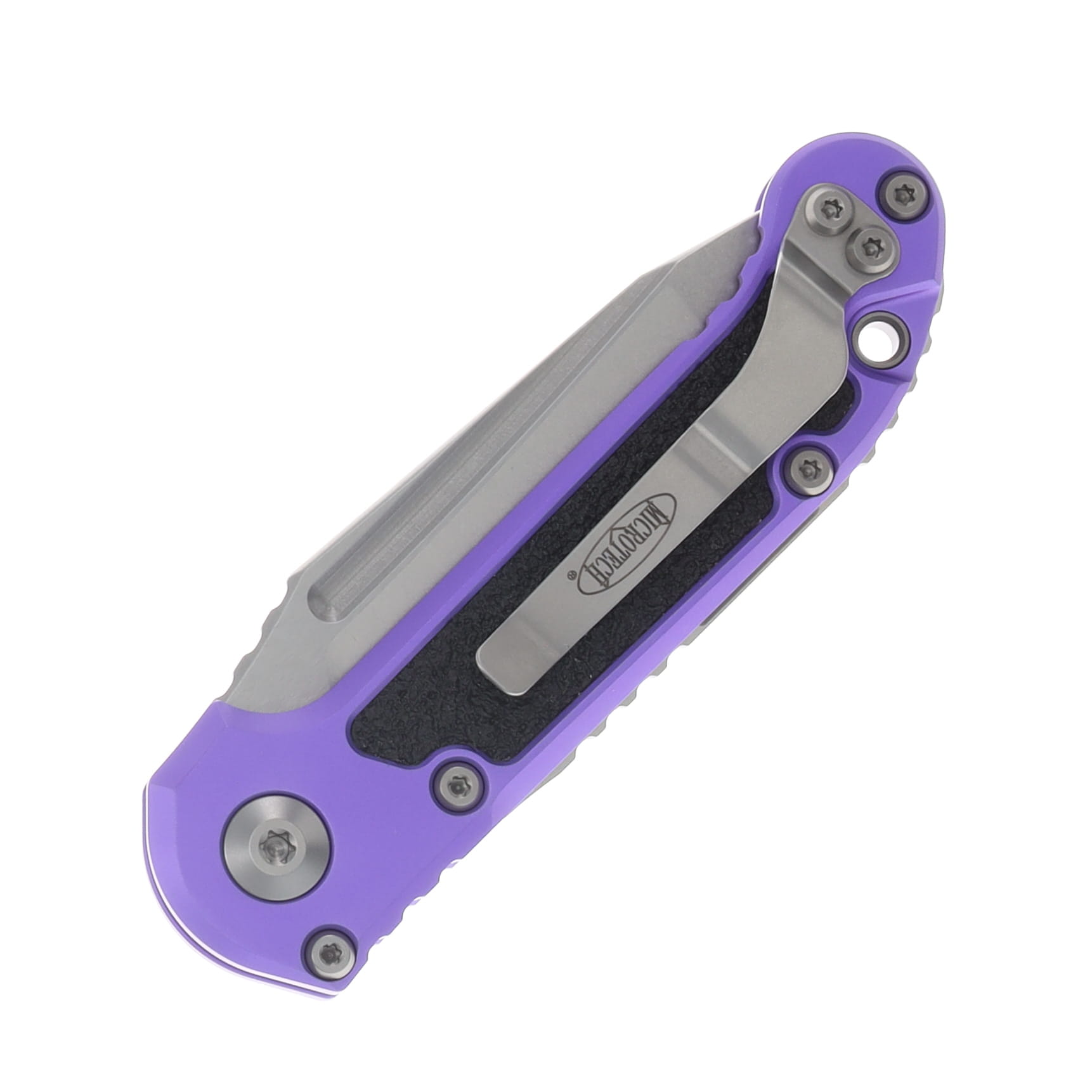 Microtech LUDT Gen III Automatic Knife Stonewash T/E Purple AUMT113610PU View 4