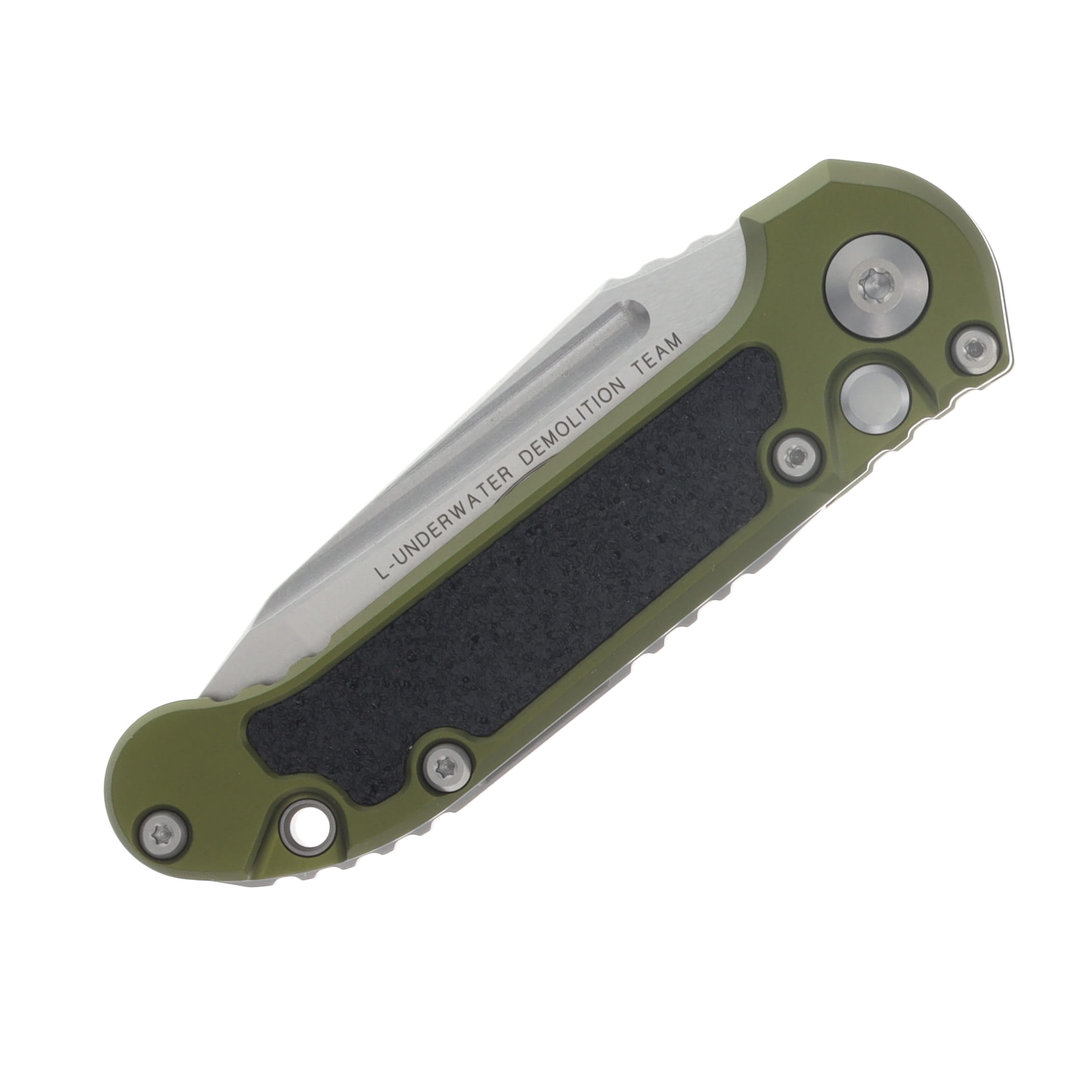 Microtech LUDT Gen III Automatic Knife Stonewash Partially Serrated T/E OD Green AUMT113611OD View 3