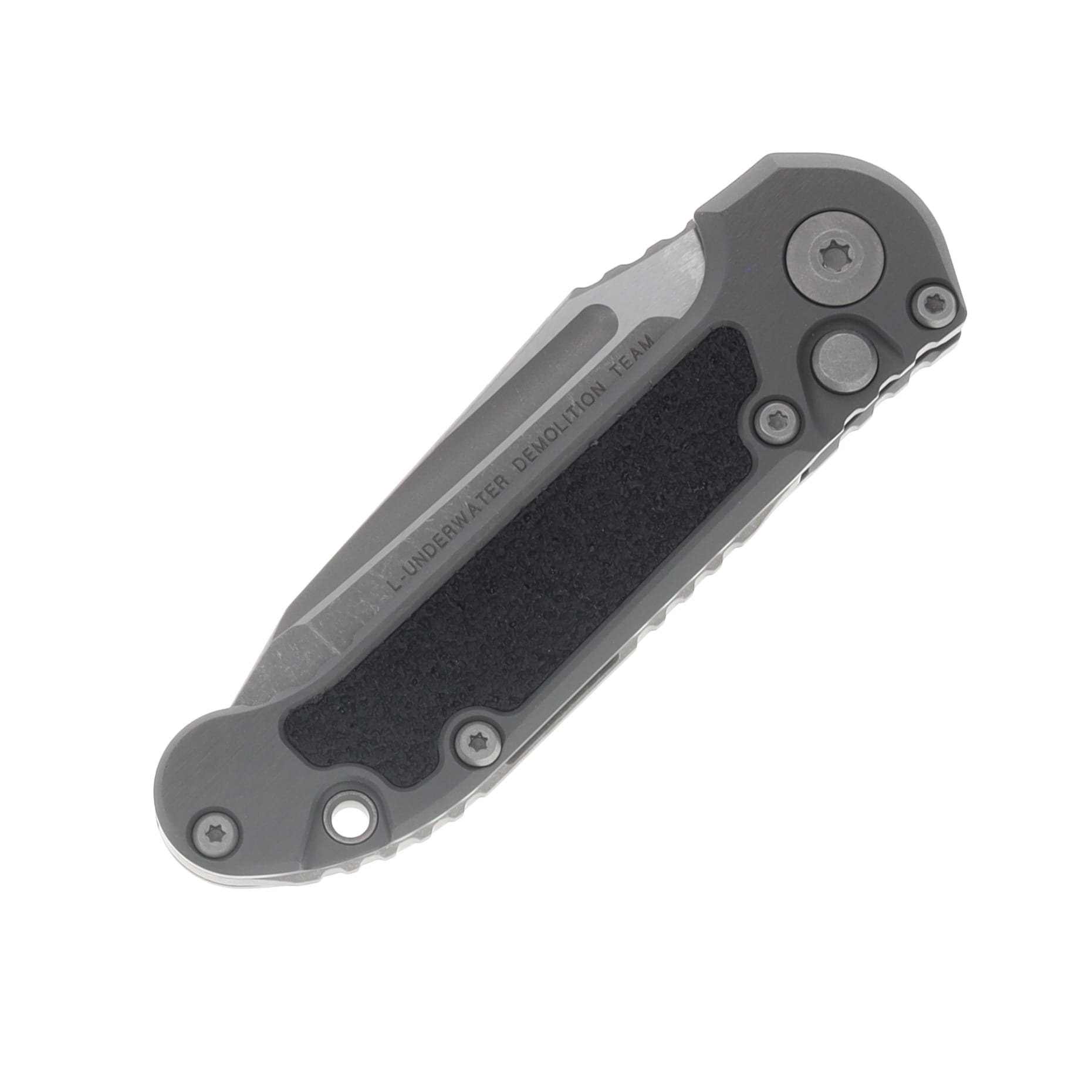 Microtech LUDT Gen III Automatic Knife Serrated Apocalyptic T/E Natural Clear Aluminum AUMT113612APNC View 3