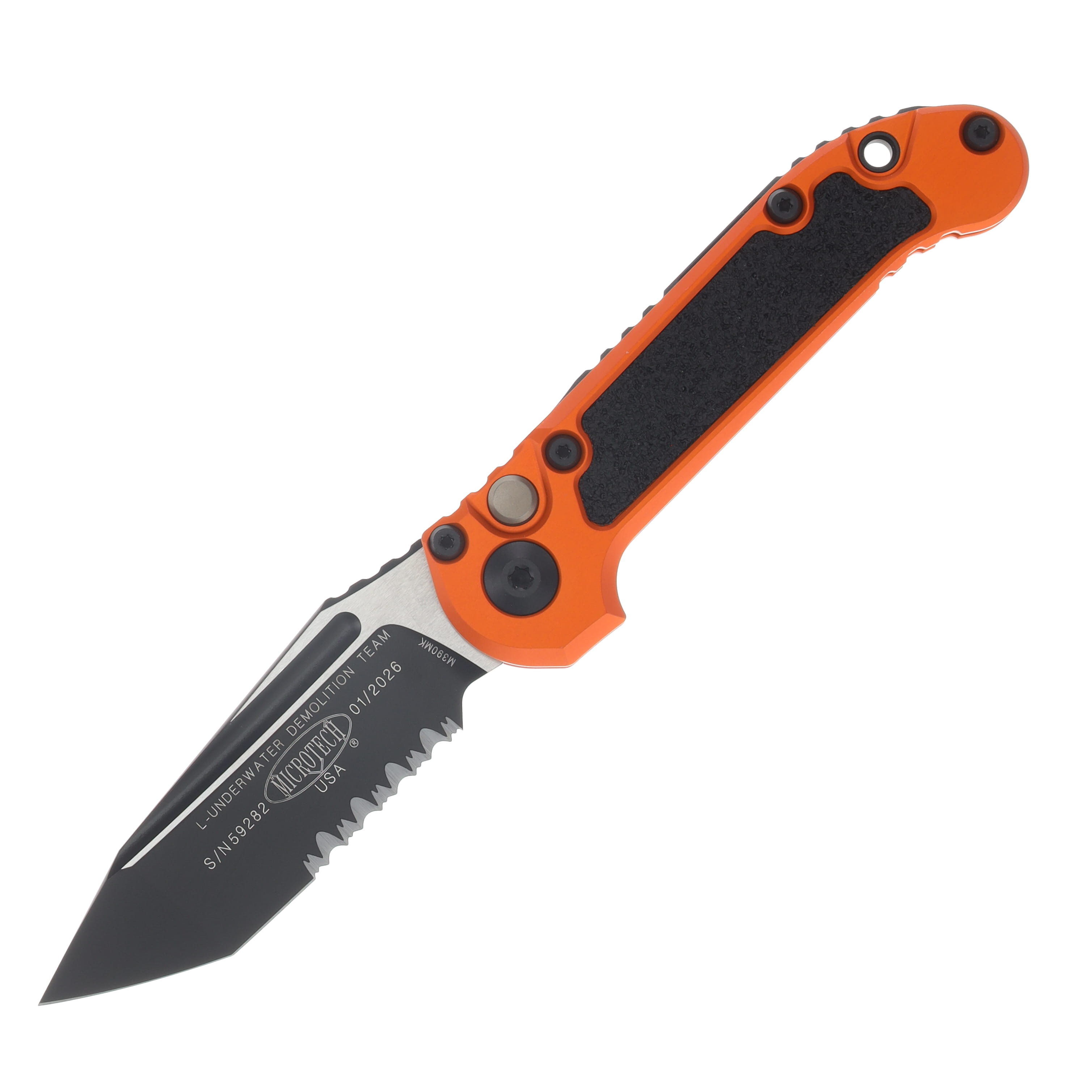 Microtech LUDT Gen III Automatic Knife Partially Serrated Black T/E Orange AUMT11362OR View 1