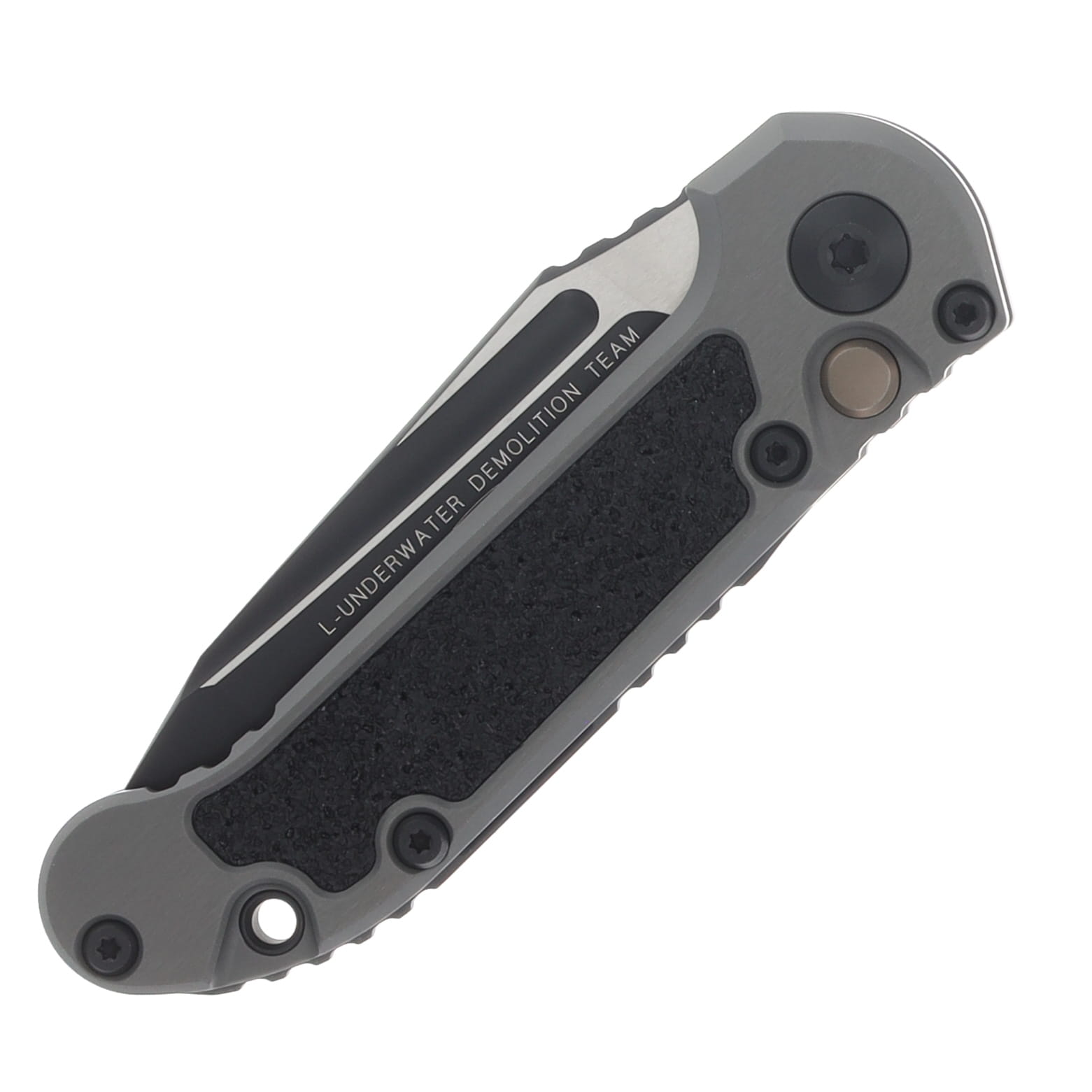 Microtech LUDT Gen III Automatic Knife Serrated Black T/E Natural Clear Aluminum AUMT11363NC View 3