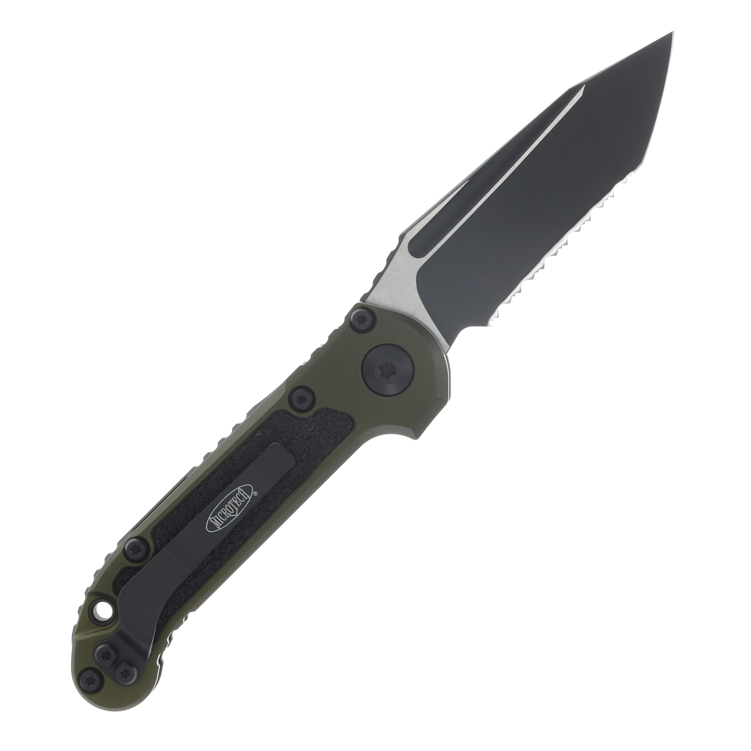 Microtech LUDT Gen III Automatic Knife Black Serrated T/E OD Green AUMT11363OD View 2