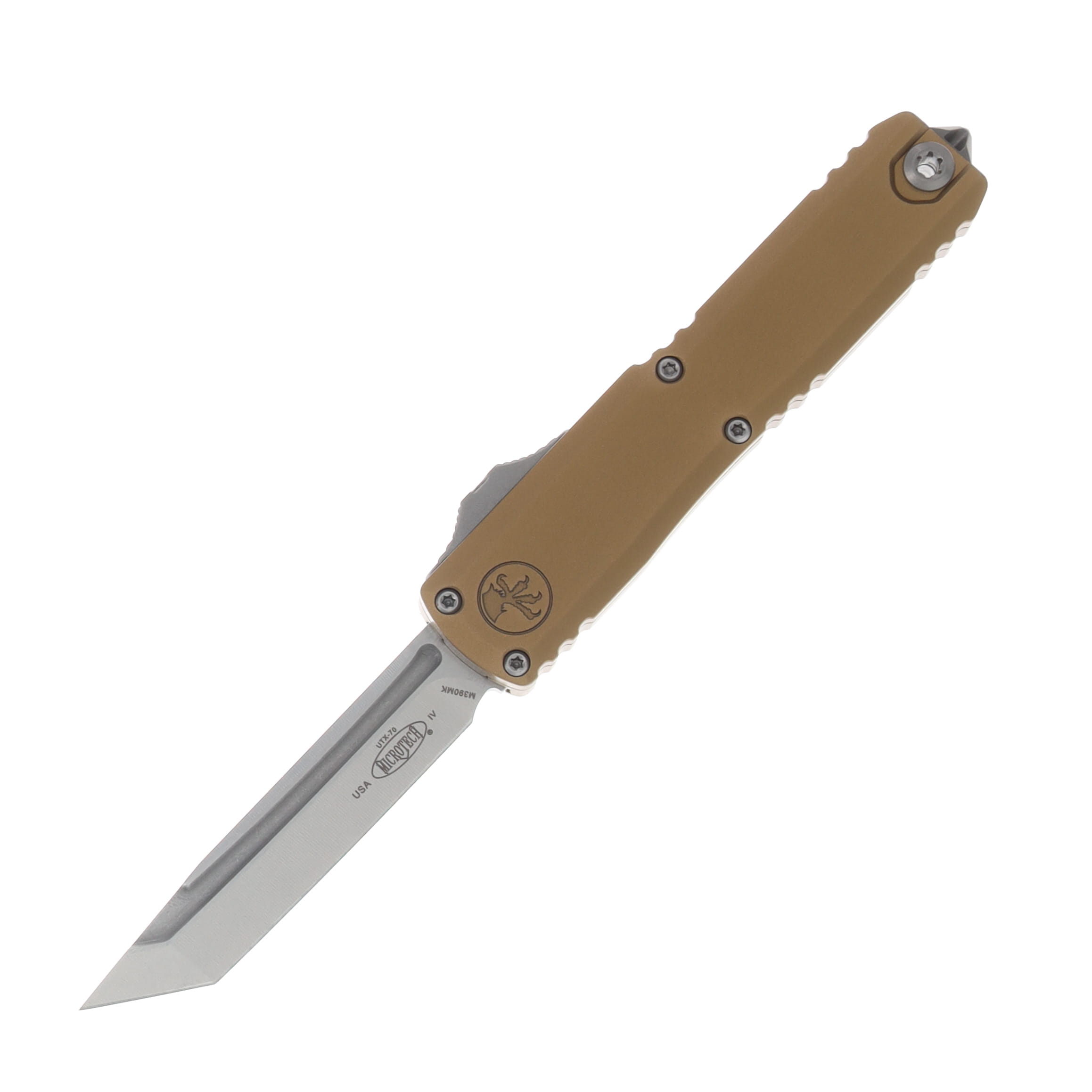 Microtech UTX-70 Gen IV OTF Auto Tanto Stonewash Standard Tan AUMT1149410TA View 1