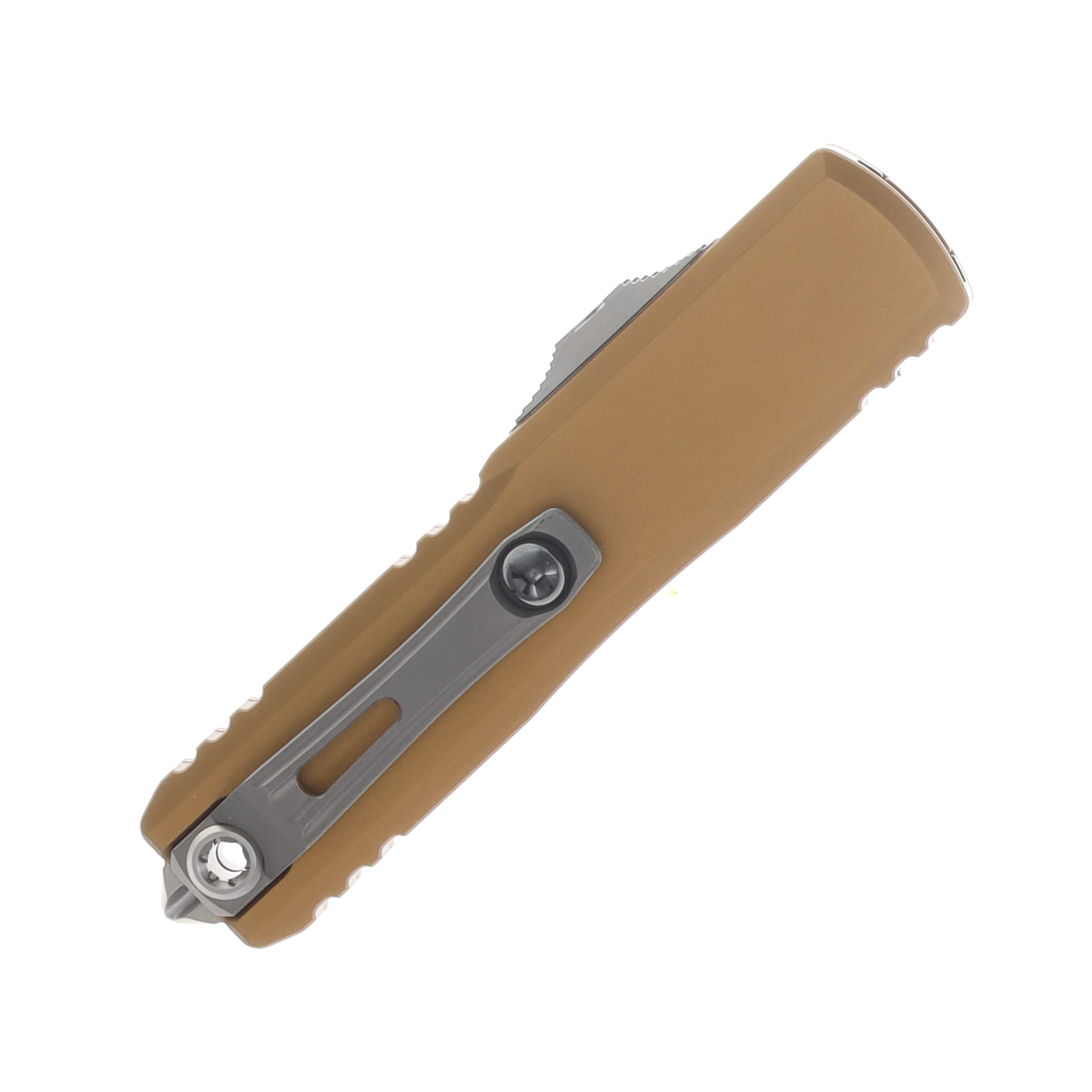Microtech UTX-85 Gen IV OTF Auto S/E Stonewash Standard Tan AUMT1231410TA View 4