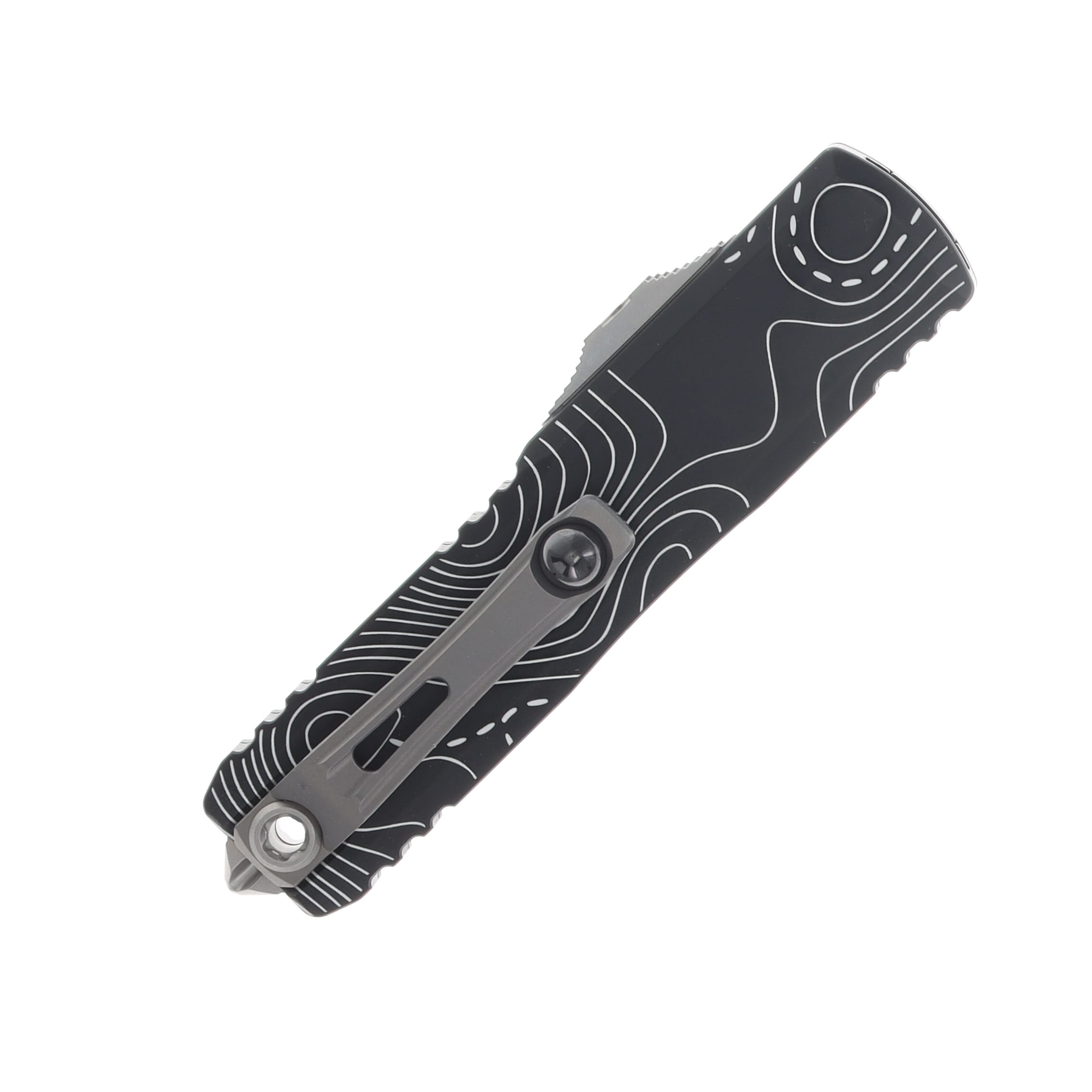Microtech UTX-85 Gen IV Tanto Stonewash Full Serrated Topographic Black AUMT1233412TP View 4