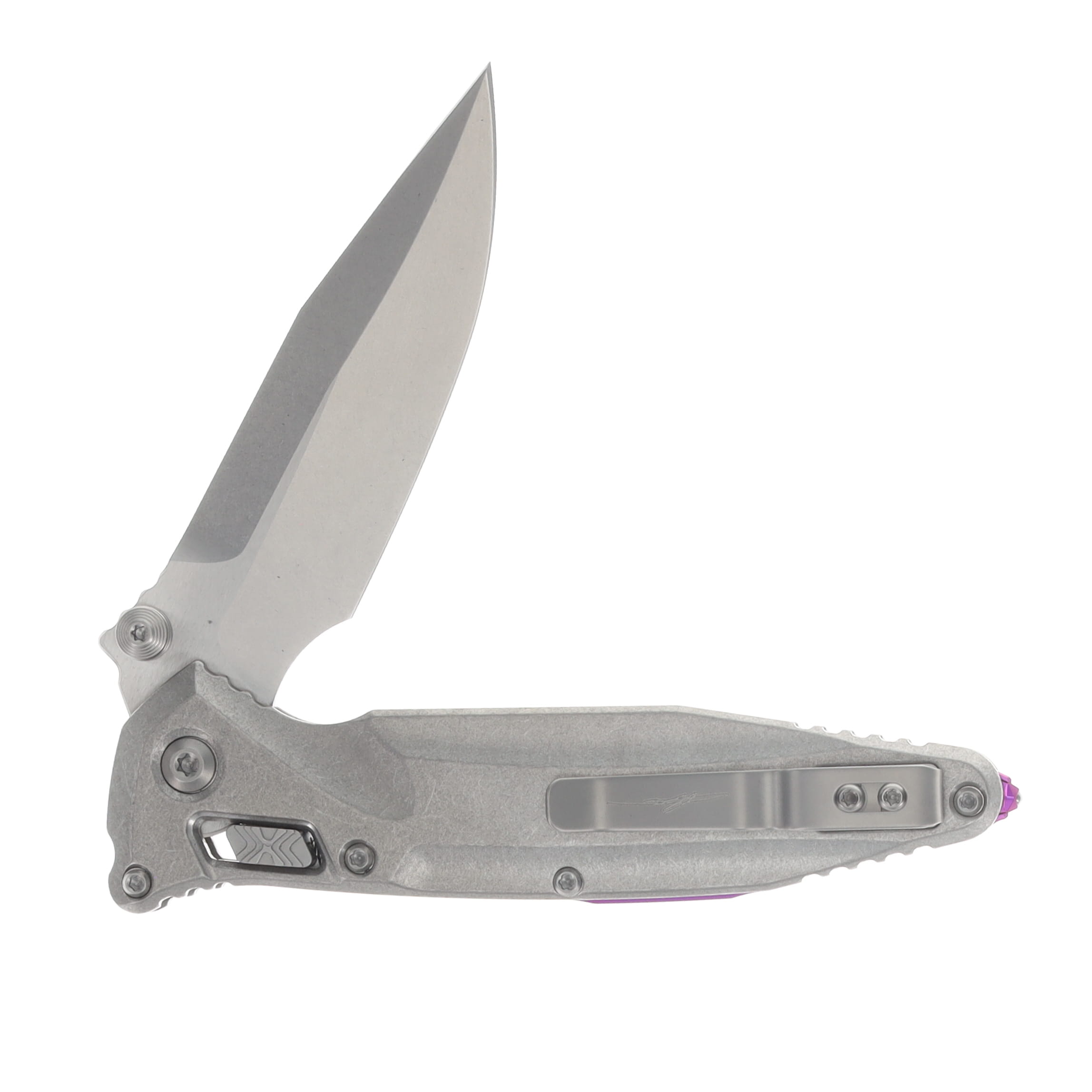 Microtech Socom Delta RAM-LOK Spear Point MS Folder STNWSH- STNWSH TI W/ Purple View 4