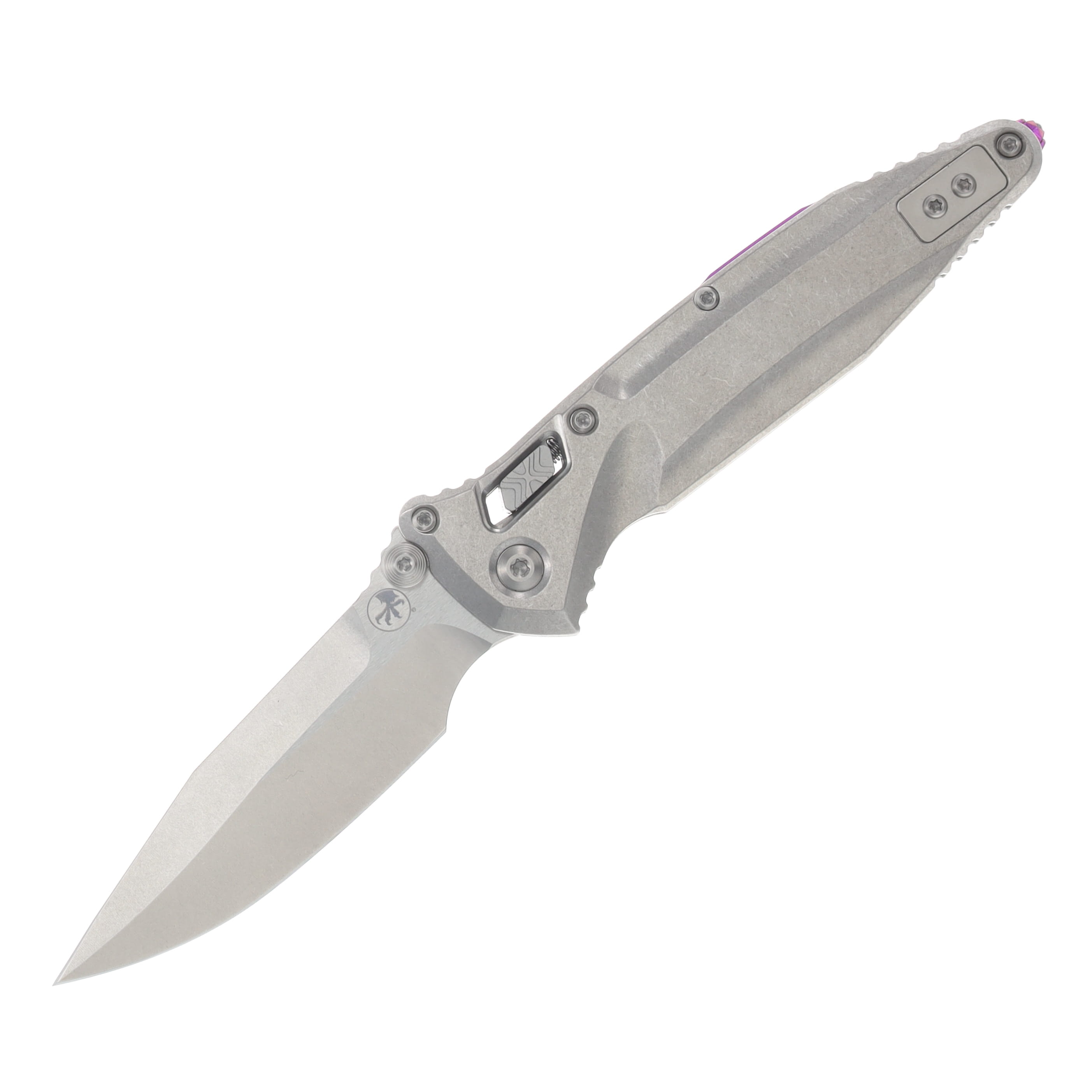 Microtech Socom Delta RAM-LOK Spear Point MS Folder STNWSH- STNWSH TI W/ Purple View 1
