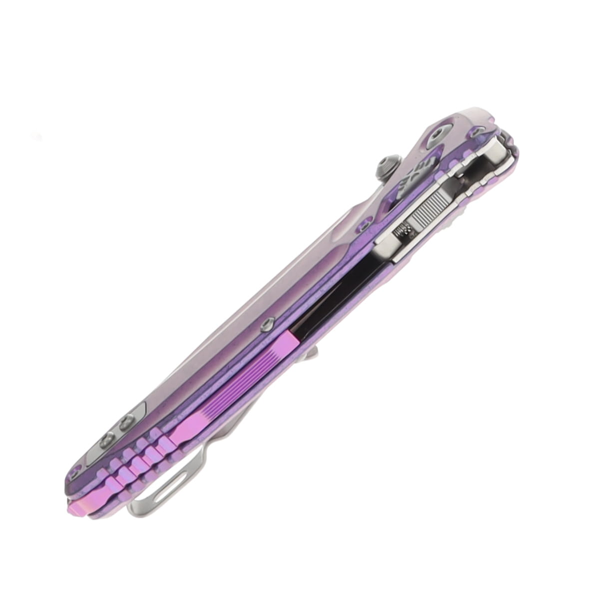 Microtech Socom Delta RAM-LOK Spear Point MS Folder STNWSH-Purple Haze Anodized TI W/ Purple AUMT159RL10SMS6 View 7
