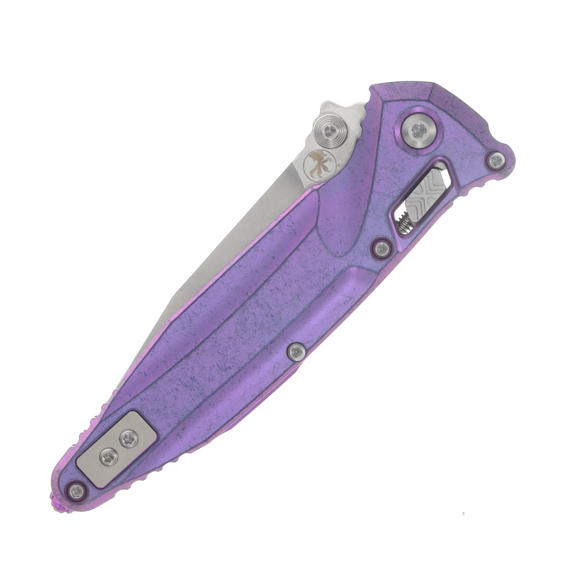 Microtech Socom Delta RAM-LOK Spear Point MS Folder STNWSH-Purple Haze Anodized TI W/ Purple AUMT159RL10SMS6 View 5