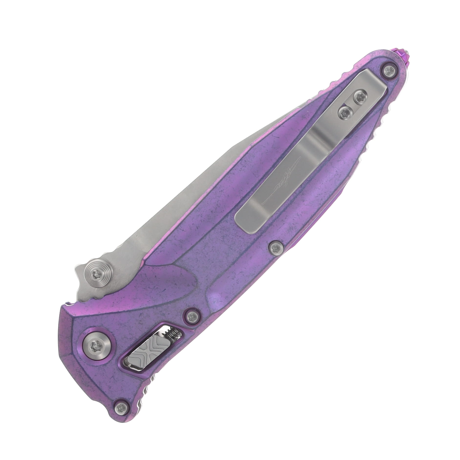 Microtech Socom Delta RAM-LOK Spear Point MS Folder STNWSH-Purple Haze Anodized TI W/ Purple AUMT159RL10SMS6 View 6