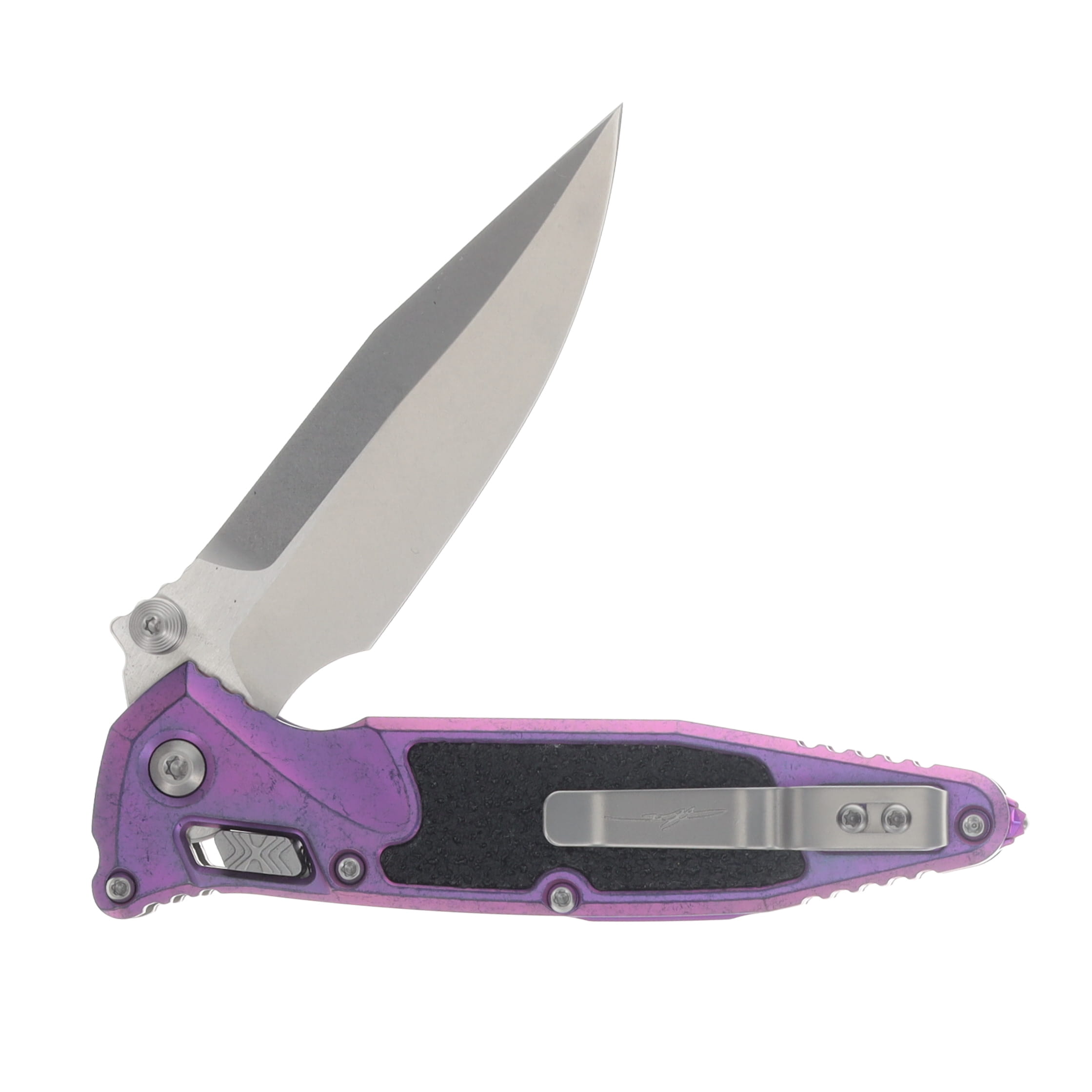 Microtech Socom RAM-LOK Spear Point MS Folder STNWSH-Purple Haze Anodized TI W/Textured Inlay AUMT160RL10SMS6 View 6