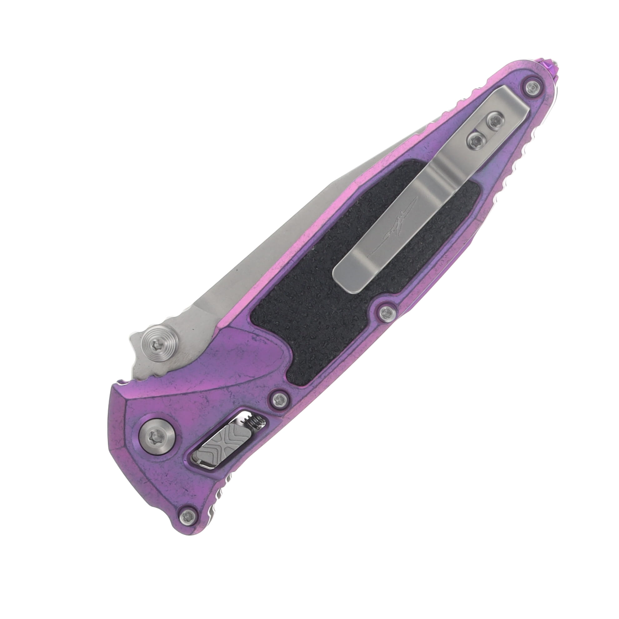 Microtech Socom RAM-LOK Spear Point MS Folder STNWSH-Purple Haze Anodized TI W/Textured Inlay AUMT160RL10SMS6 View 4