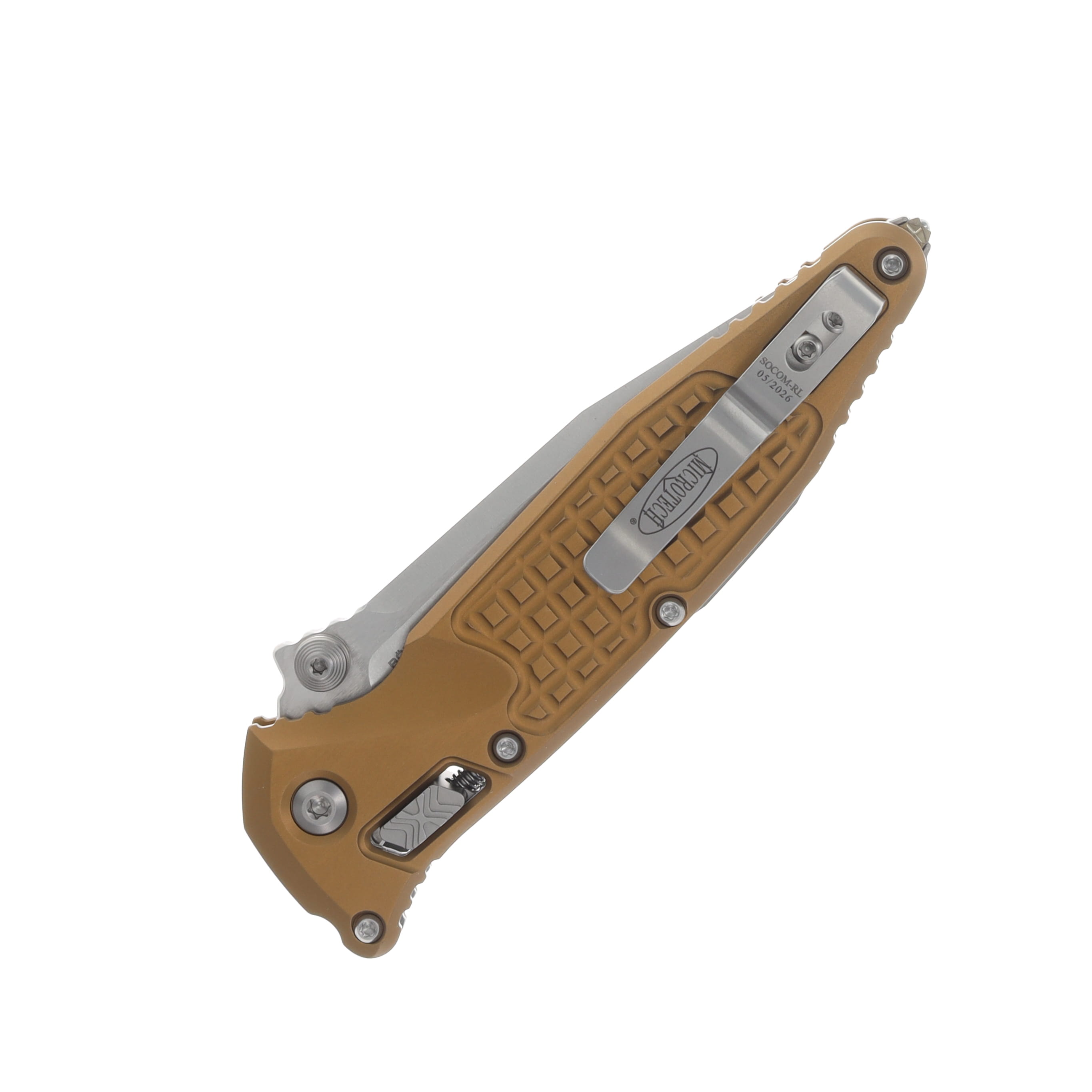 Microtech Socom RAM-LOK Folder S/E Stonewash PS Frag Aluminum Tan MT160RL11FRTA View 6