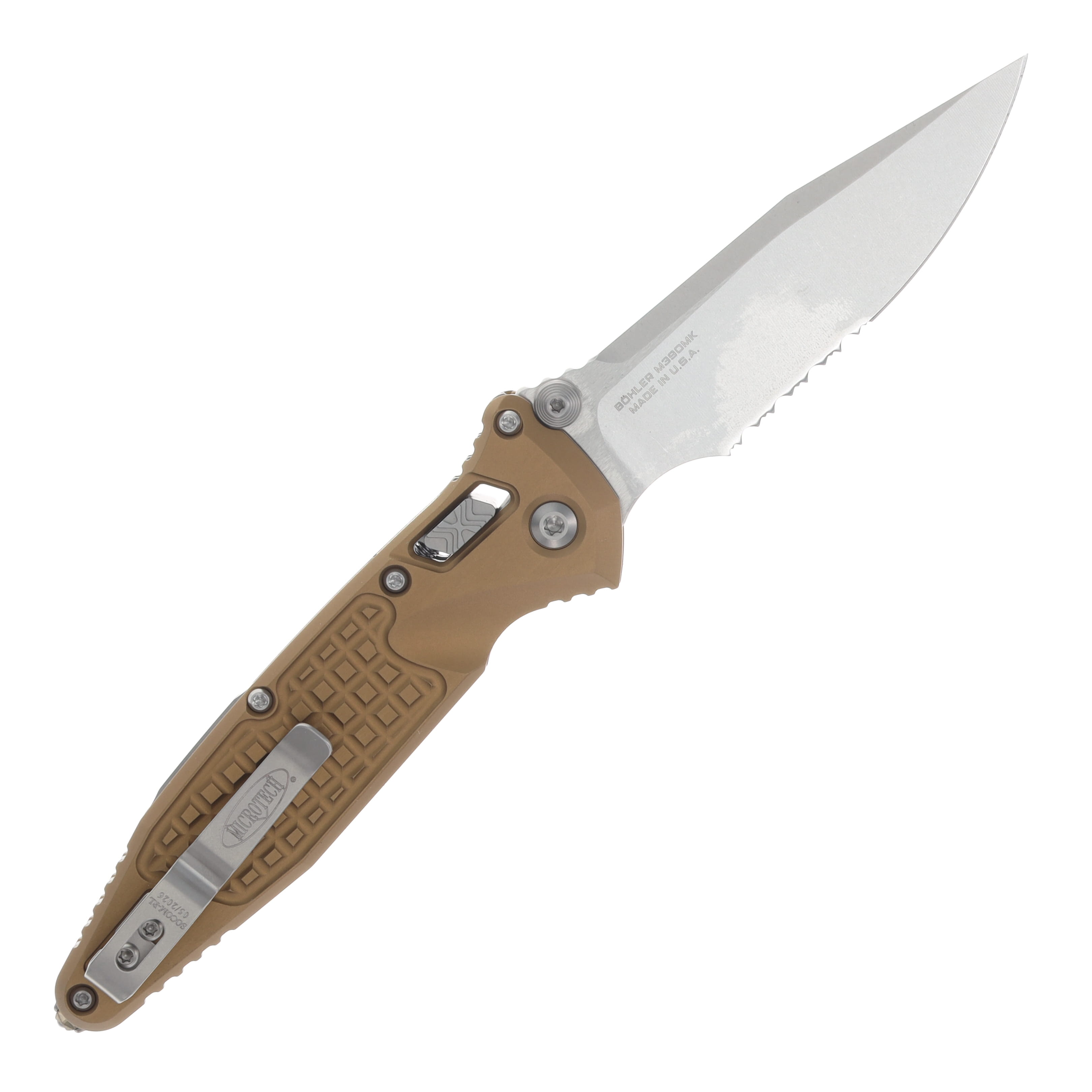 Microtech Socom RAM-LOK Folder S/E Stonewash PS Frag Aluminum Tan MT160RL11FRTA View 2