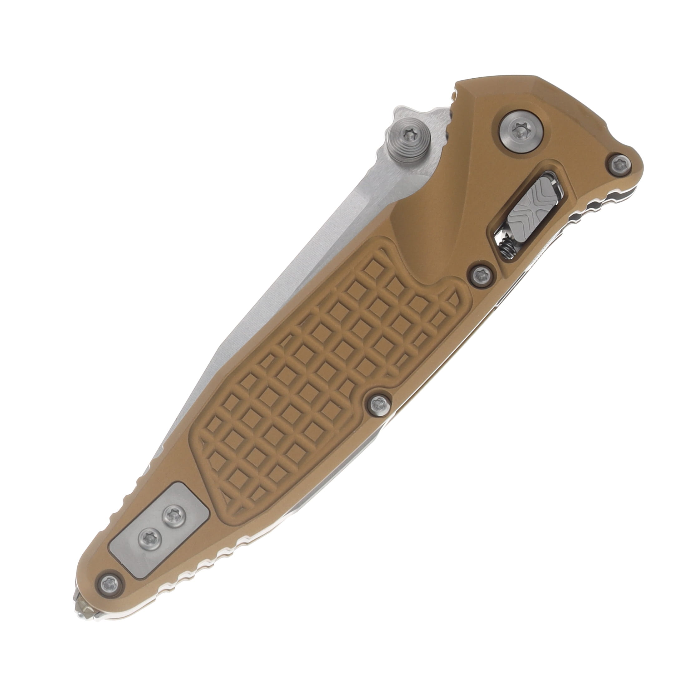 Microtech Socom RAM-LOK Folder S/E Stonewash PS Frag Aluminum Tan MT160RL11FRTA View 5