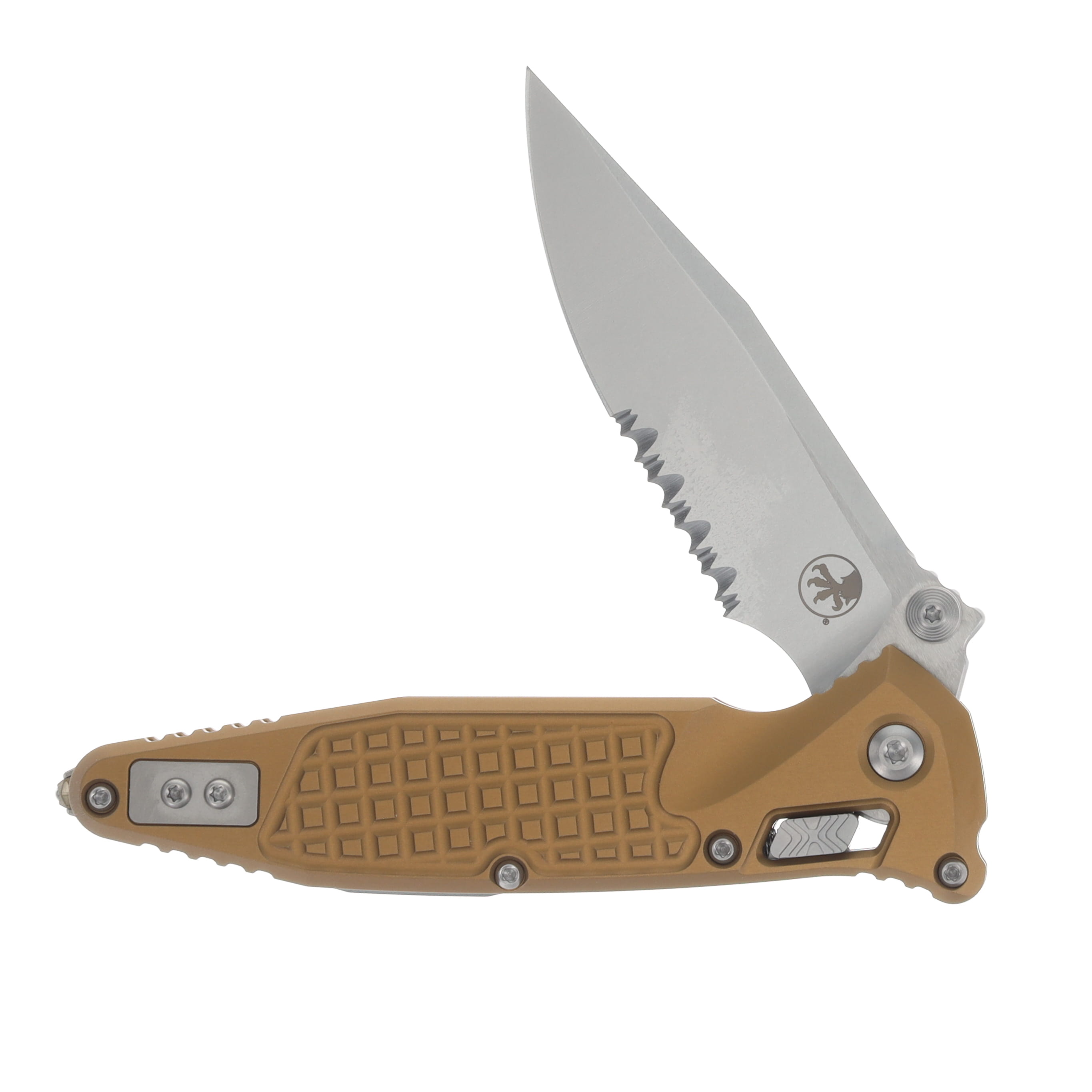 Microtech Socom RAM-LOK Folder S/E Stonewash PS Frag Aluminum Tan MT160RL11FRTA View 3
