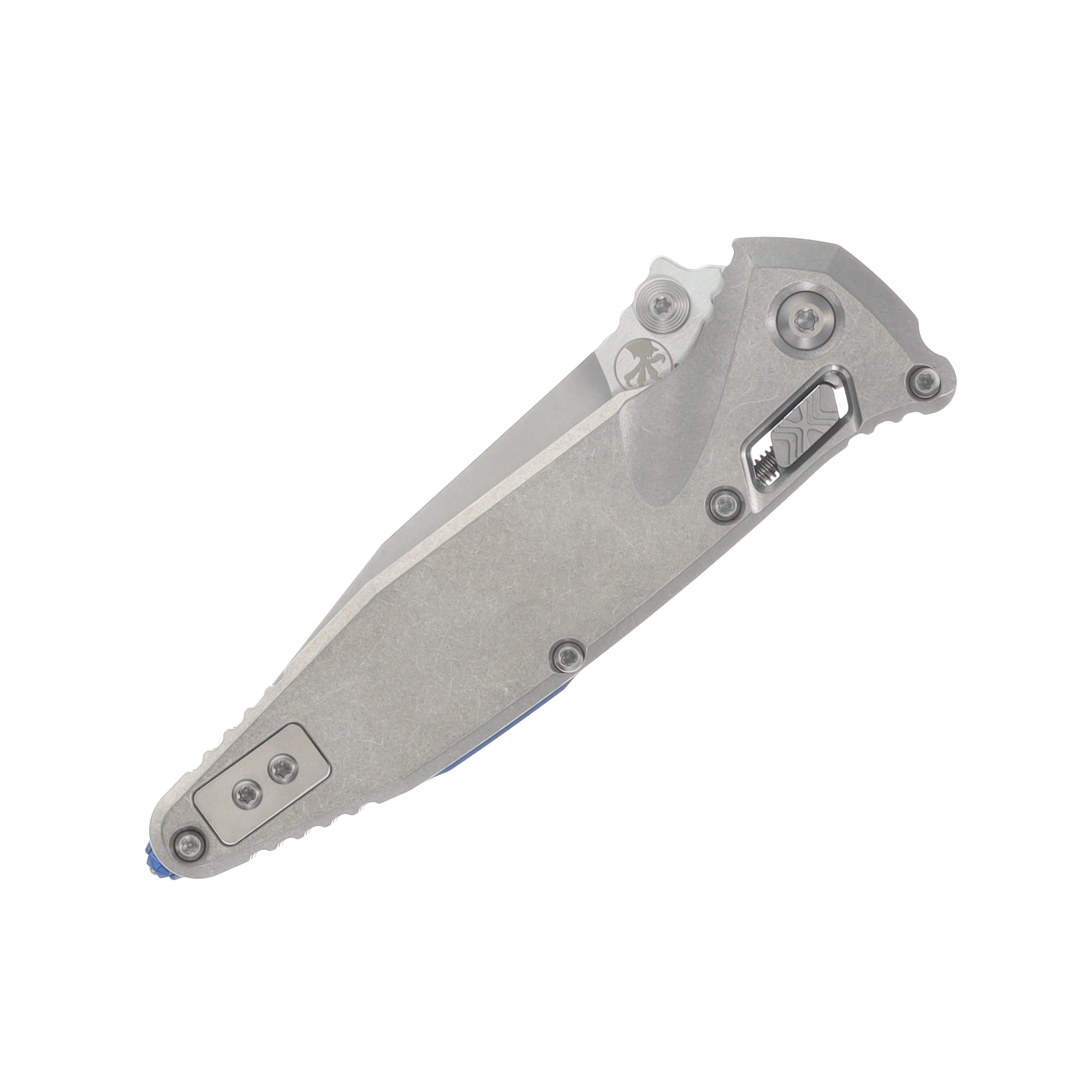Microtech Socom RAM-LOK Spear Point MS Folder STNWSH- STNWSH TI W/Blue TI Accent MT160RLS10SMS3 View 5