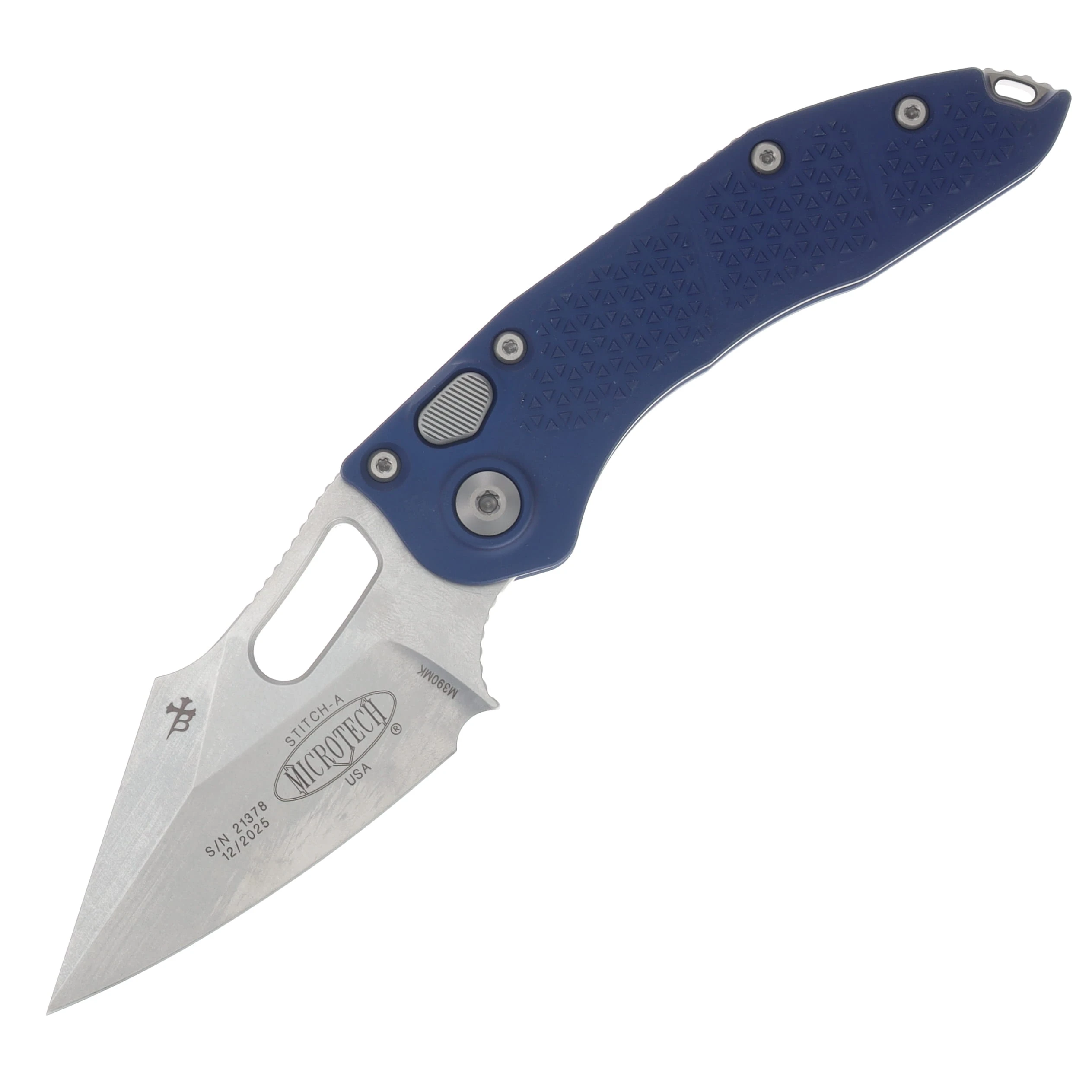 Microtech Stitch OTS Auto S/E Stonewash Standard Navy Aluminum AUMT16910NA View 1