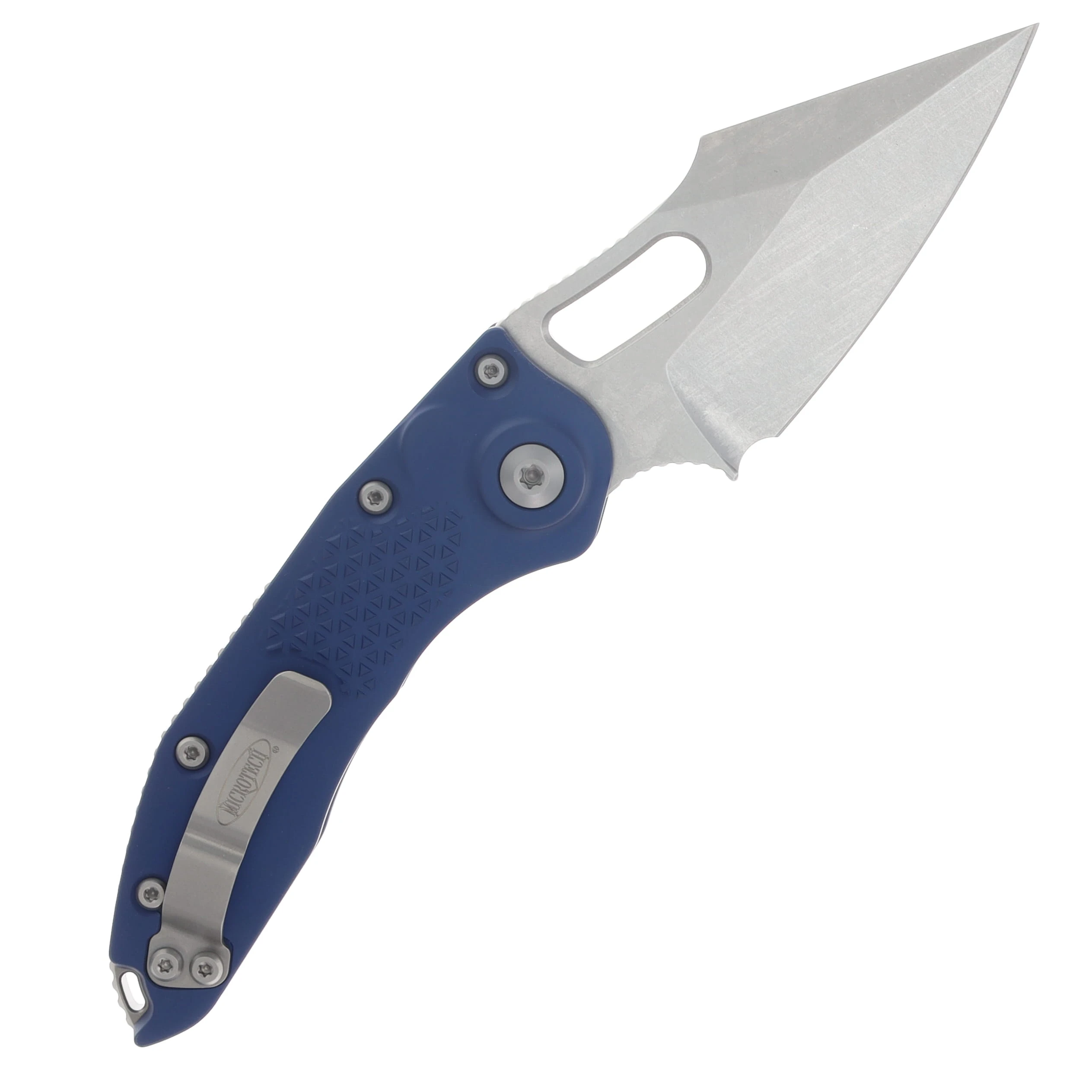 Microtech Stitch OTS Auto S/E Stonewash Standard Navy Aluminum AUMT16910NA View 2
