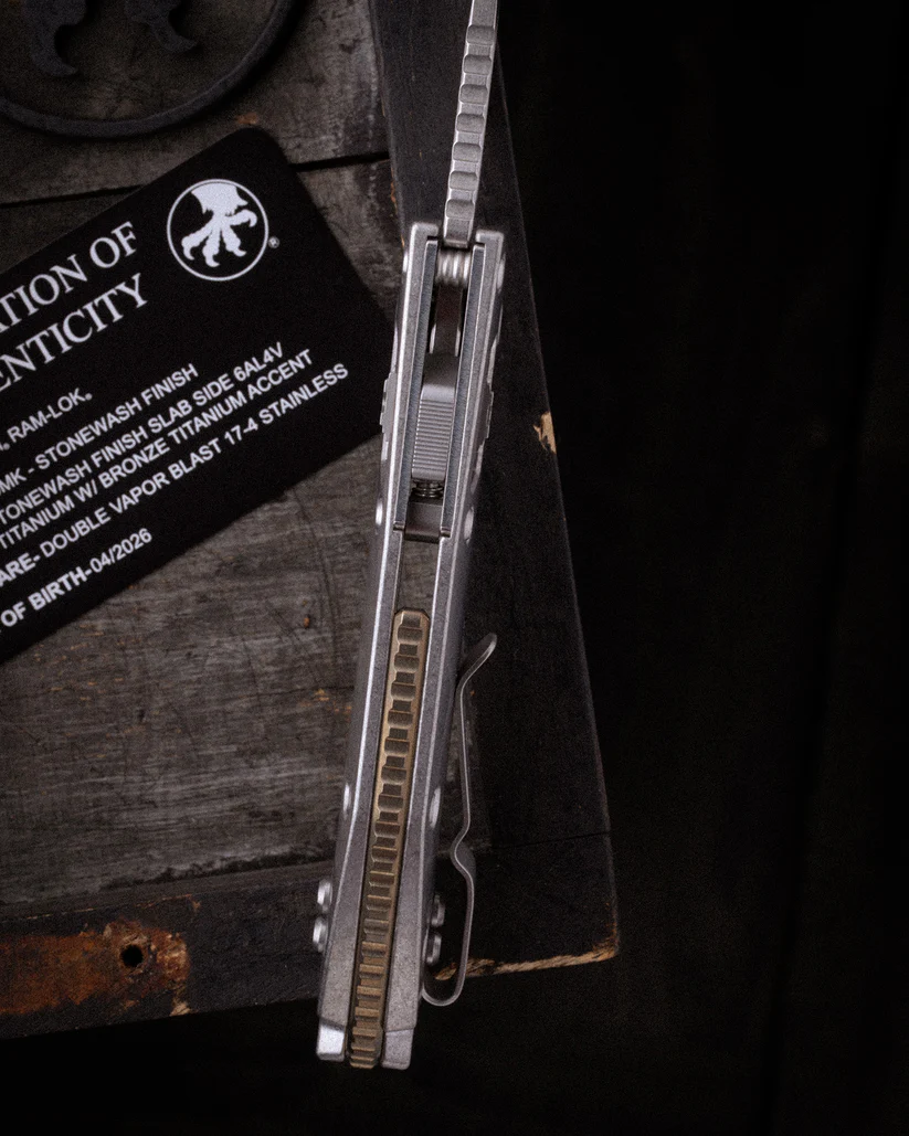 Microtech Stitch RAM-LOK MS Folder STNWSH-STNWSH Slab Side TI W/Bronze AUMT169RL10MS1 View 13