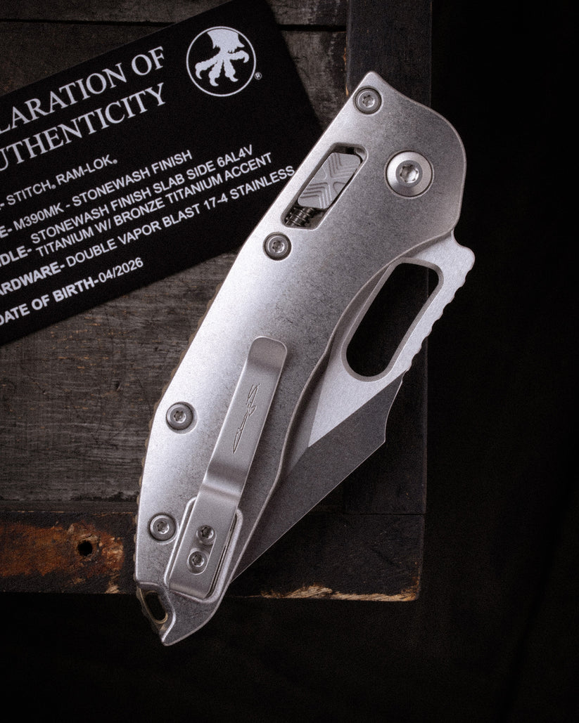 Microtech Stitch RAM-LOK MS Folder STNWSH-STNWSH Slab Side TI W/Bronze AUMT169RL10MS1 View 12