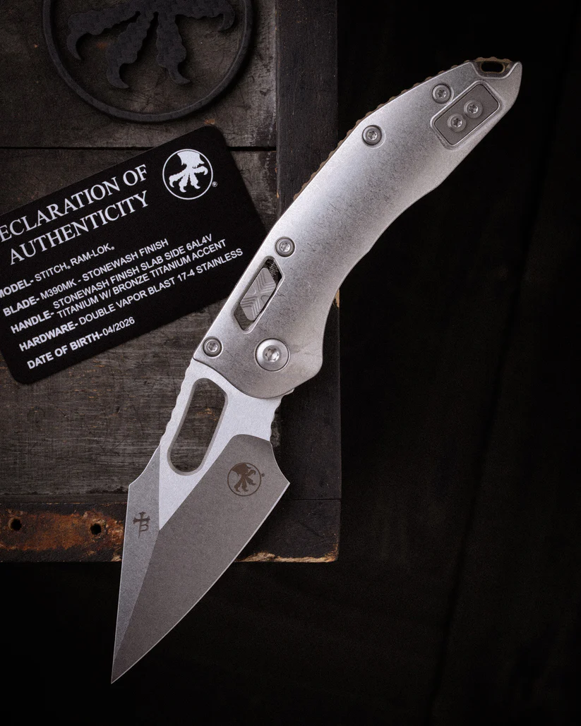 Microtech Stitch RAM-LOK MS Folder STNWSH-STNWSH Slab Side TI W/Bronze AUMT169RL10MS1 View 11