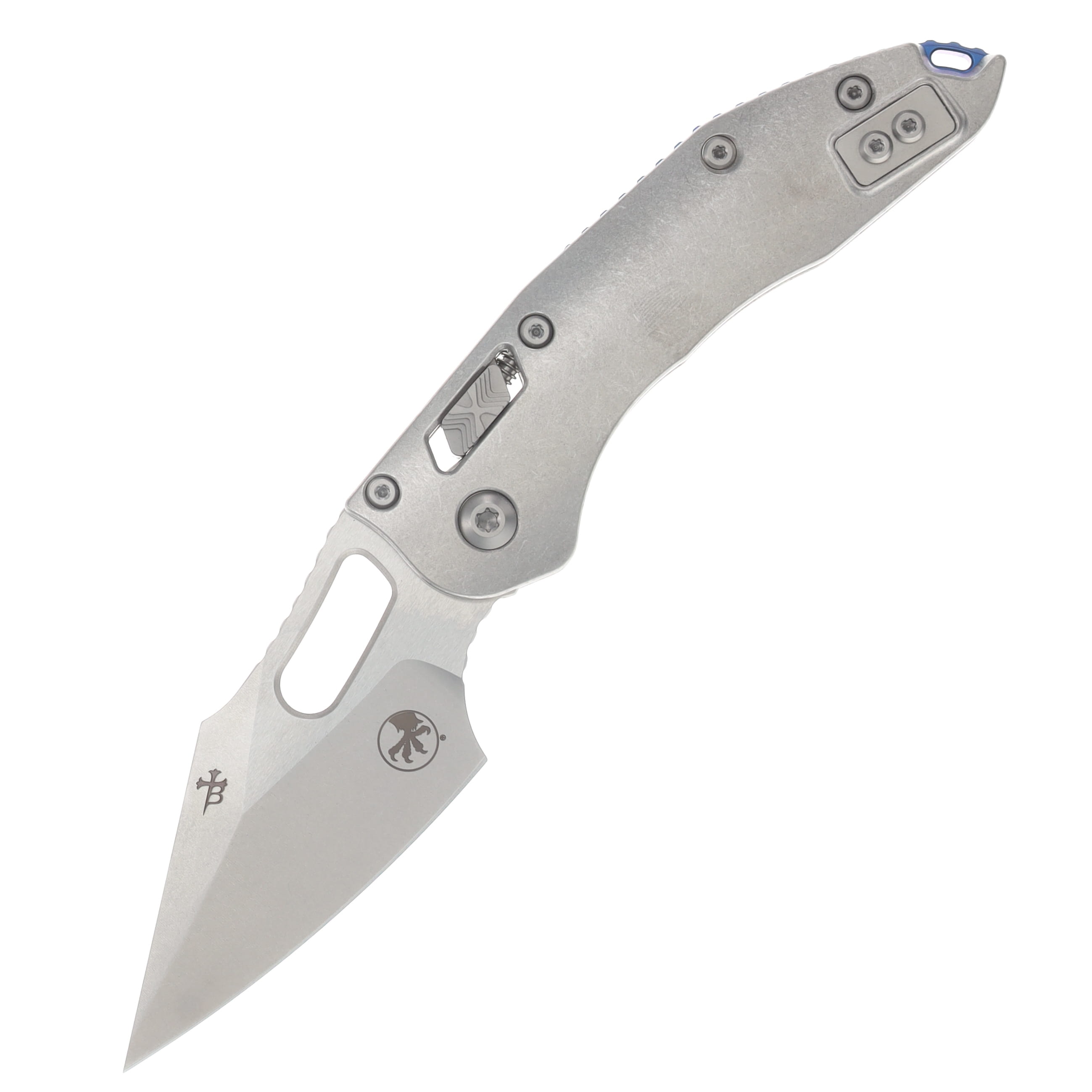 Microtech Stitch RAM-LOK MS Folder STNWSH-STNWSH Slab Side TI W/Blue AUMT169RL10MS2 View 1