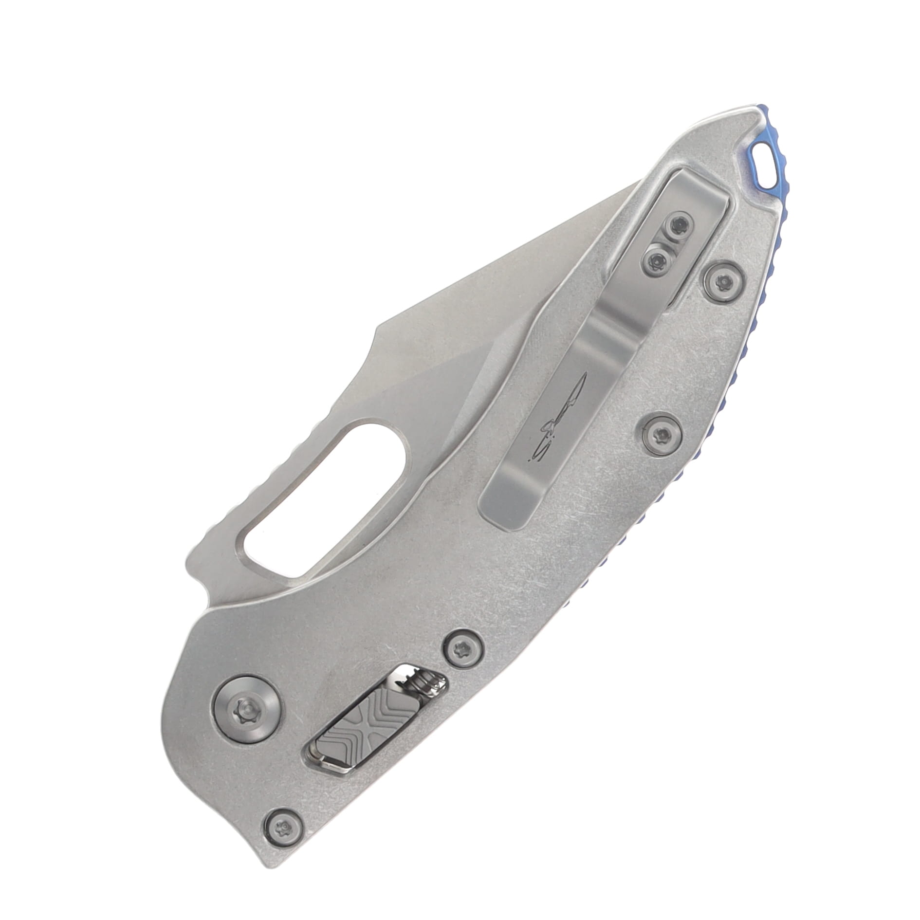 Microtech Stitch RAM-LOK MS Folder STNWSH-STNWSH Slab Side TI W/Blue AUMT169RL10MS2 View 6