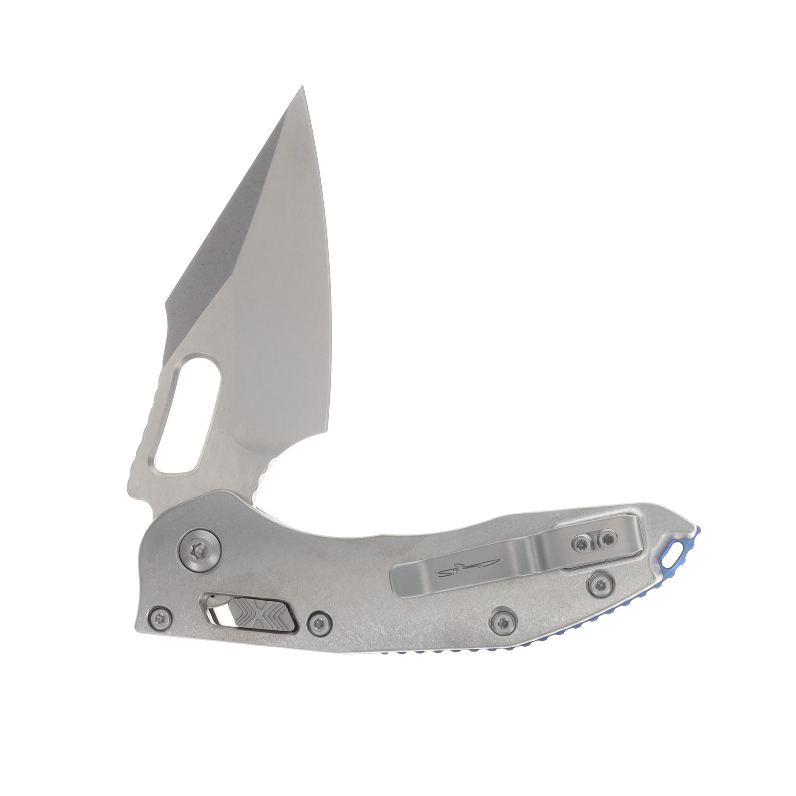 Microtech Stitch RAM-LOK MS Folder STNWSH-STNWSH Slab Side TI W/Blue AUMT169RL10MS2 View 4