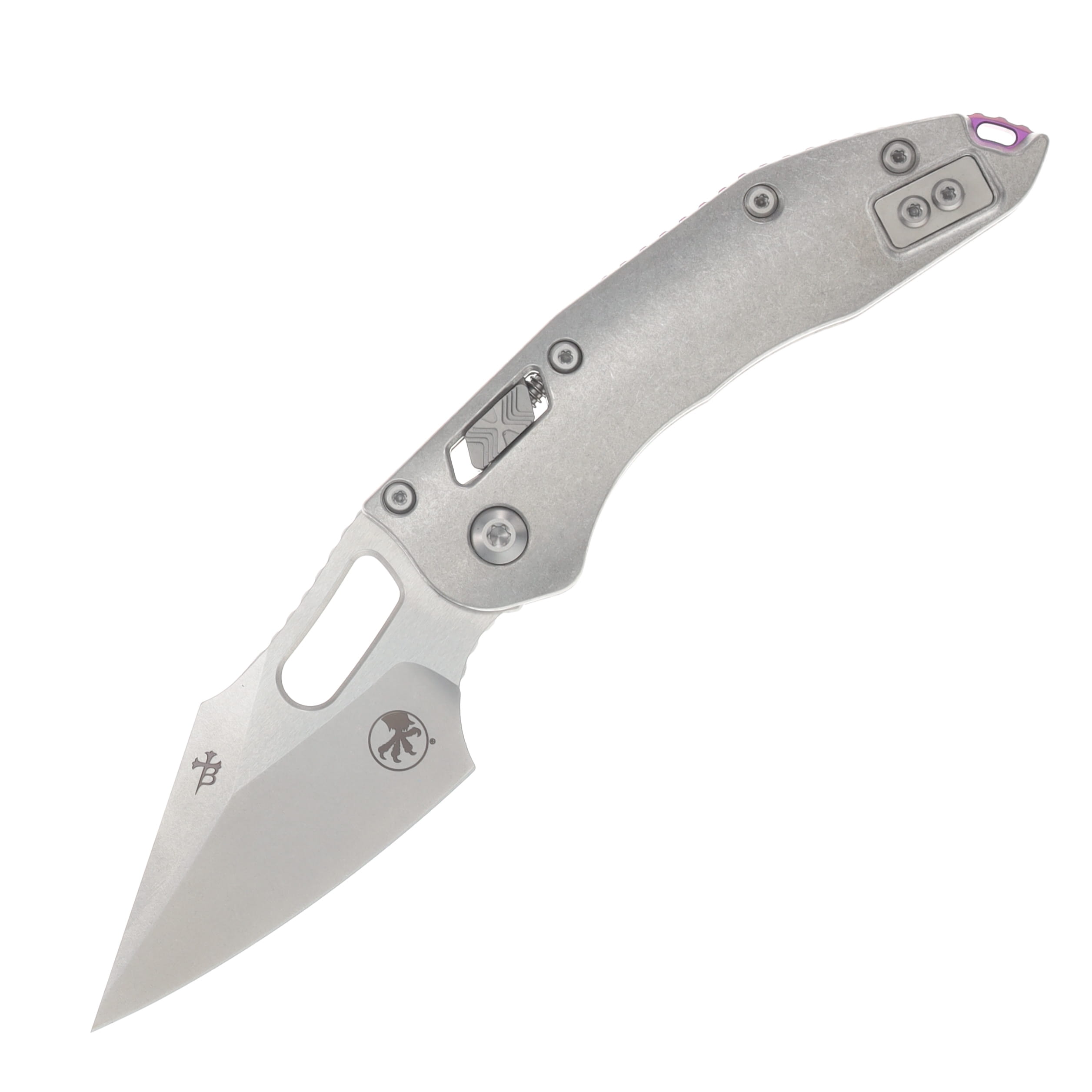 Microtech Stitch RAM-LOK STD MS Folder STNWSH-STNWSH Slab Side 6AL4V TI W/ Purple MT169RL10MS3 View 1