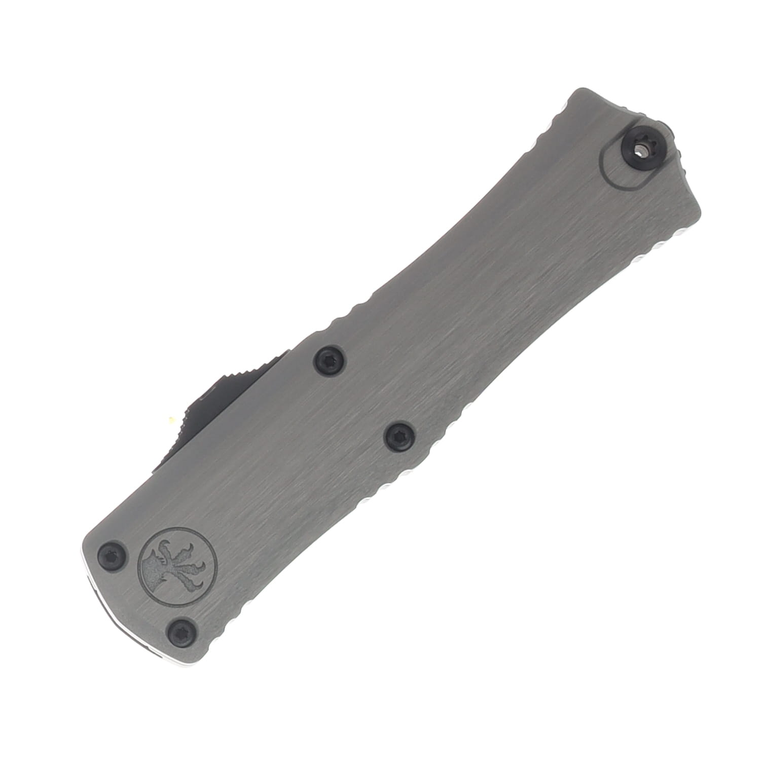 Microtech Hera II Mini OTF Auto D/E Black Part Serrate Natural Clear 6ALV4 Titanium AUMT1702M2NC View 4