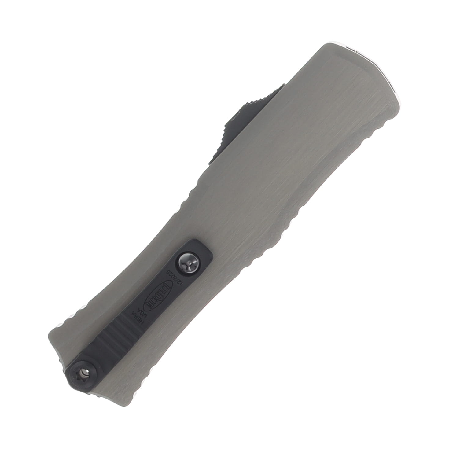 Microtech Hera II Mini OTF Auto D/E Black Part Serrate Natural Clear 6ALV4 Titanium AUMT1702M2NC View 3