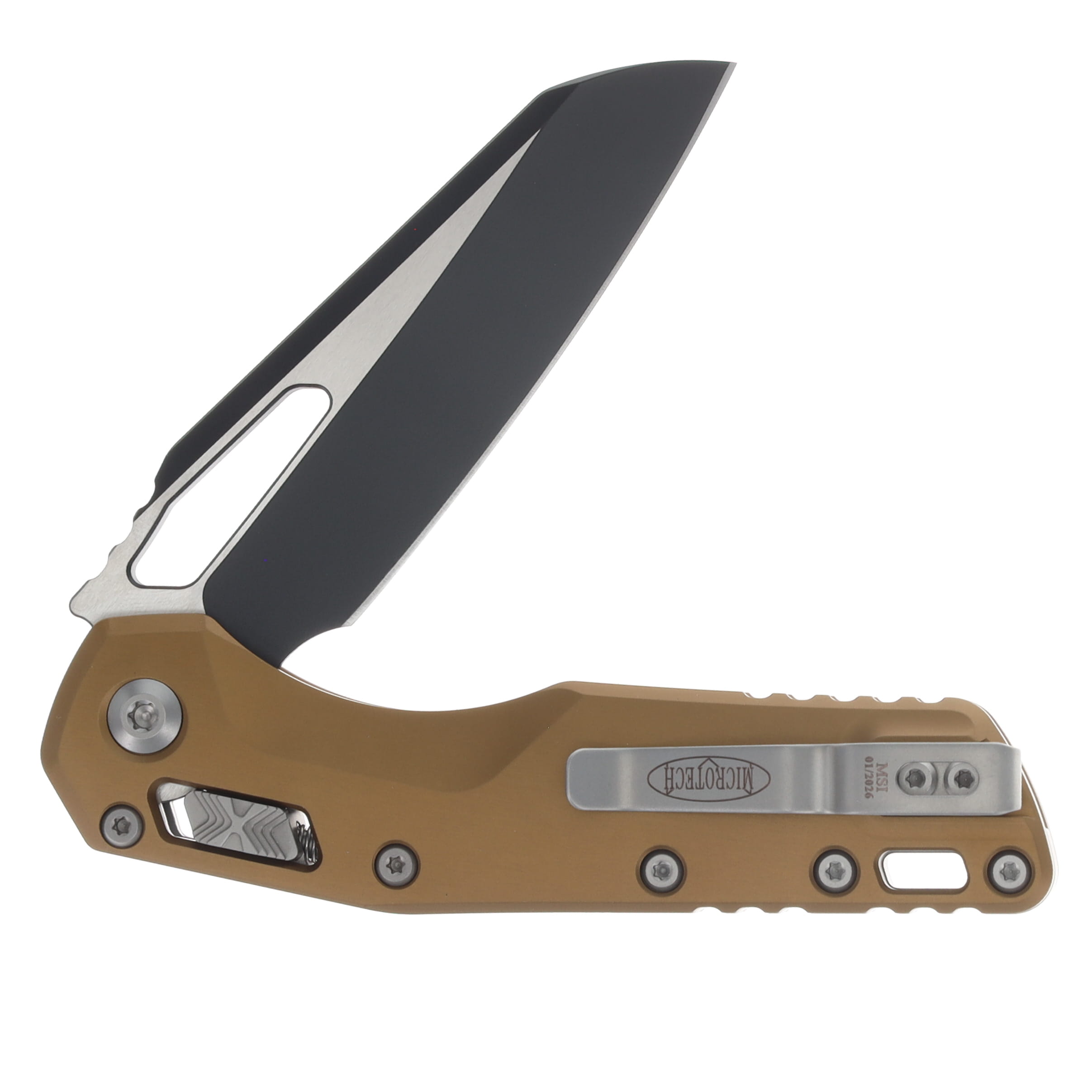 Microtech MSI RAM-LOK Folding Knife Black S/E Tan Aluminum MT2101TA View 4