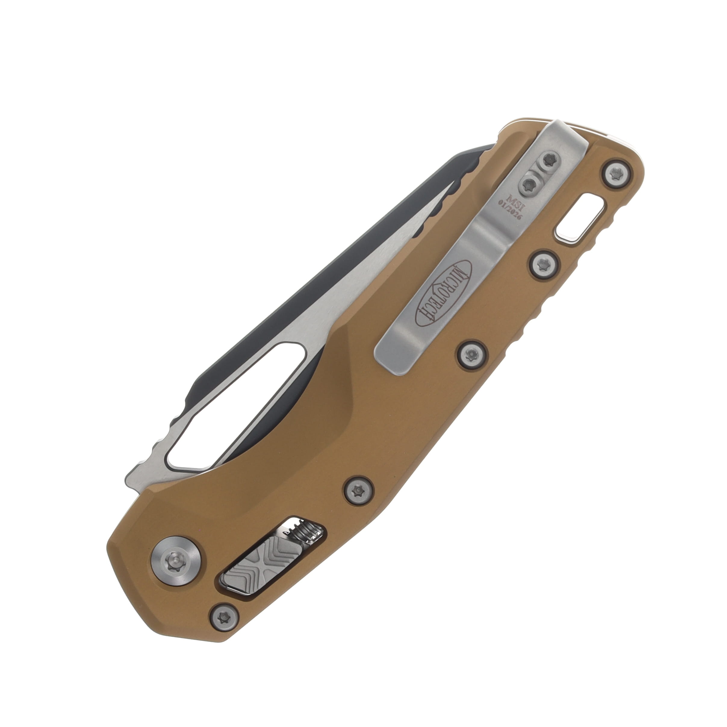 Microtech MSI RAM-LOK Folding Knife Black S/E Tan Aluminum MT2101TA View 6