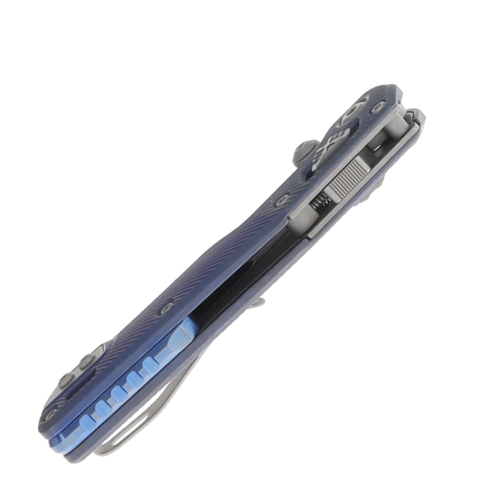 Marfione MSI Mini RAM-LOK Folding Knife Apocalyptic/Antique Blue Fluted Titanium with Blue Titanium Accents MT210M10APFLMS2 View 7