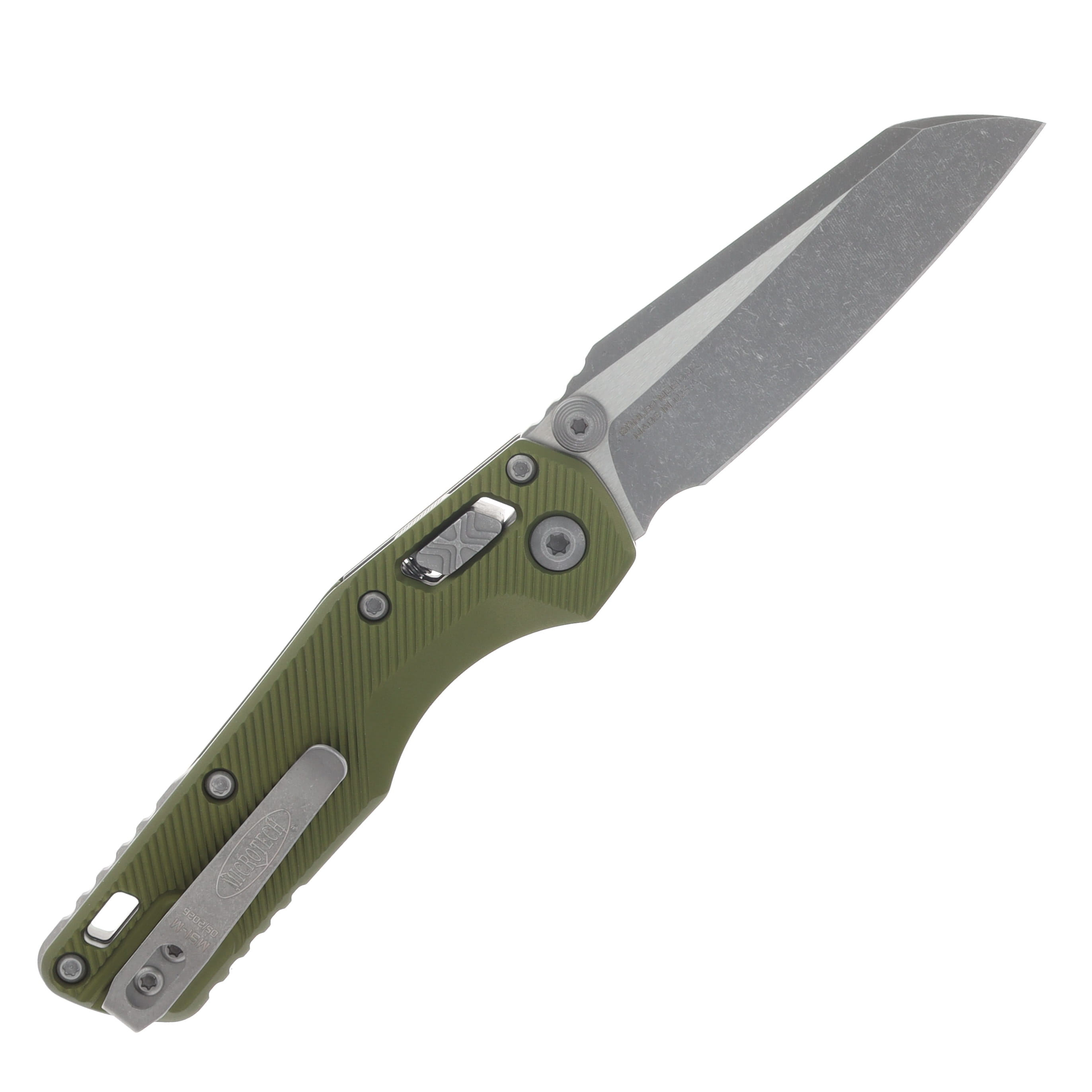 Microtech MSI Mini RAM-LOK Folding Knife Apocalyptic S/E OD Green Fluted Aluminum MT210M10APFLOD View 2