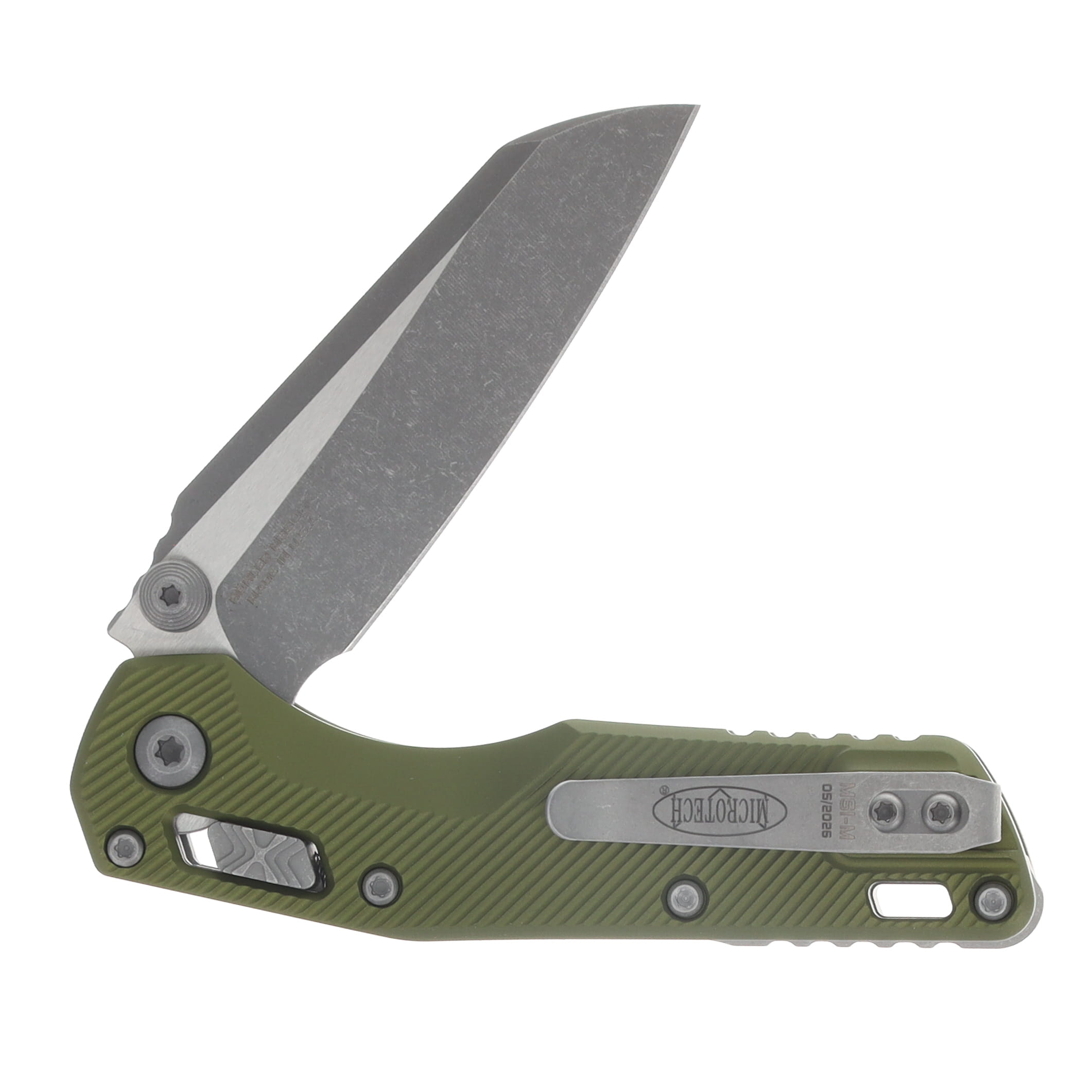 Microtech MSI Mini RAM-LOK Folding Knife Apocalyptic S/E OD Green Fluted Aluminum MT210M10APFLOD View 4