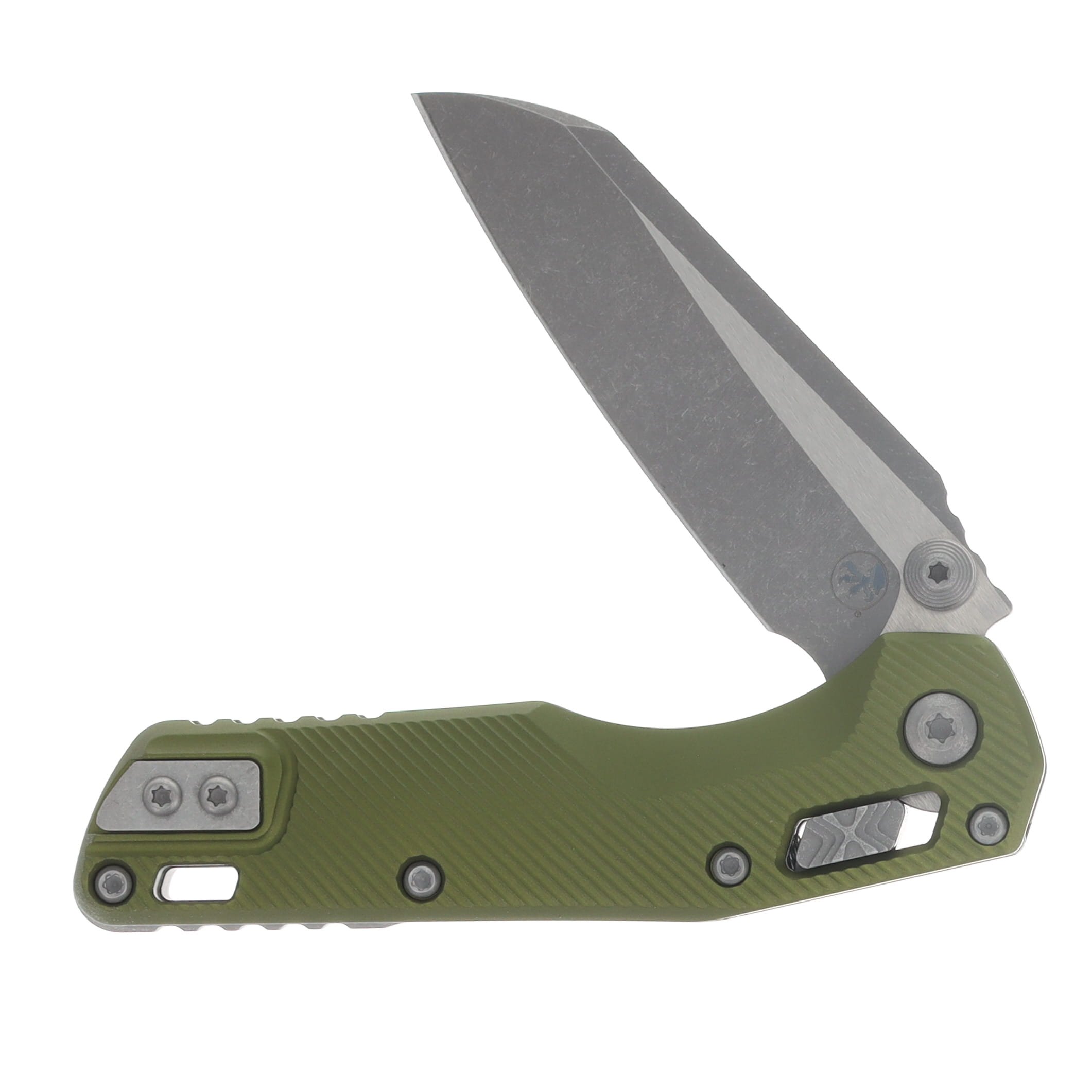 Microtech MSI Mini RAM-LOK Folding Knife Apocalyptic S/E OD Green Fluted Aluminum MT210M10APFLOD View 3