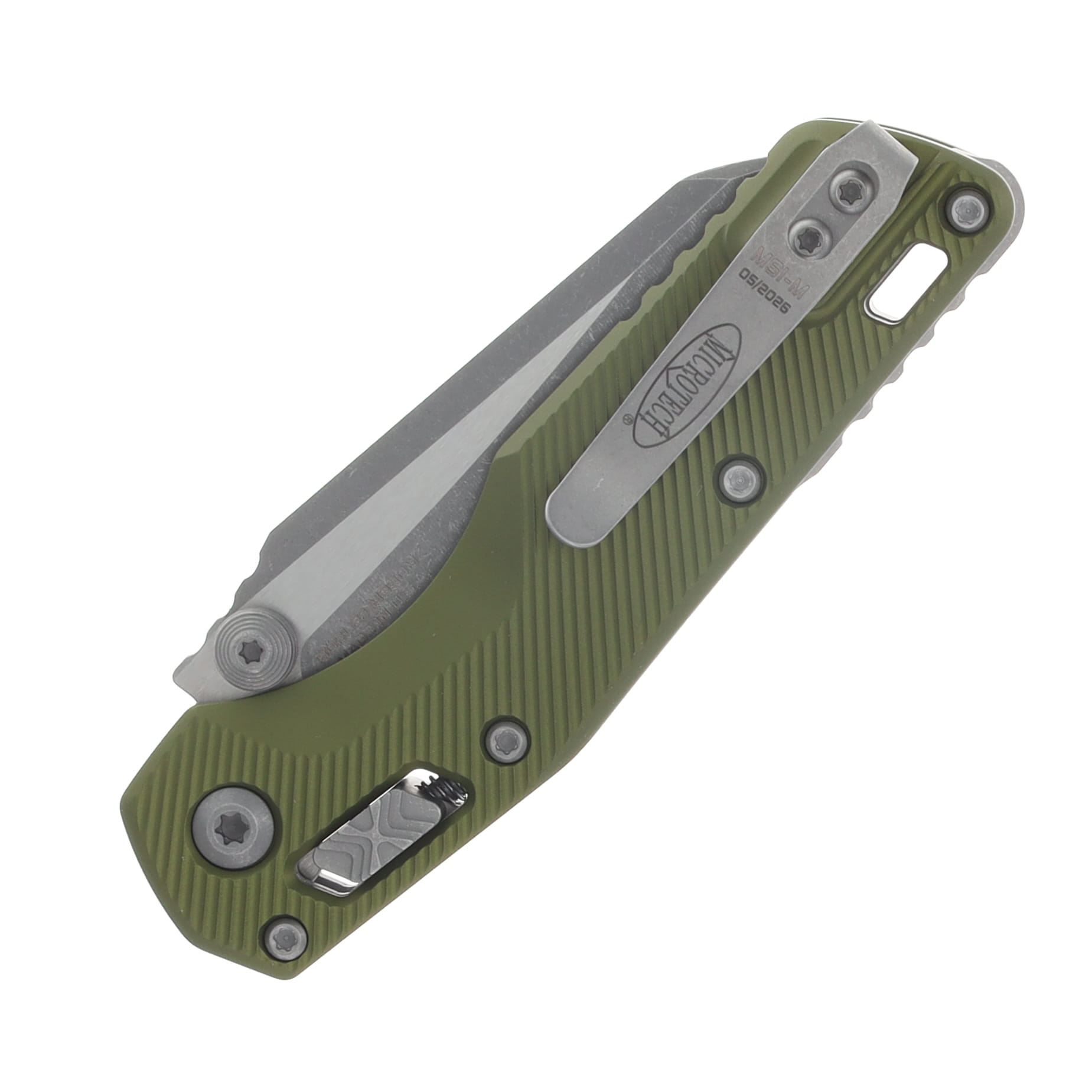 Microtech MSI Mini RAM-LOK Folding Knife Apocalyptic S/E OD Green Fluted Aluminum MT210M10APFLOD View 6