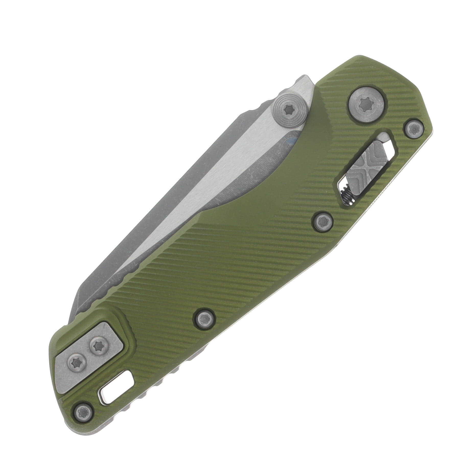 Microtech MSI Mini RAM-LOK Folding Knife Apocalyptic S/E OD Green Fluted Aluminum MT210M10APFLOD View 5